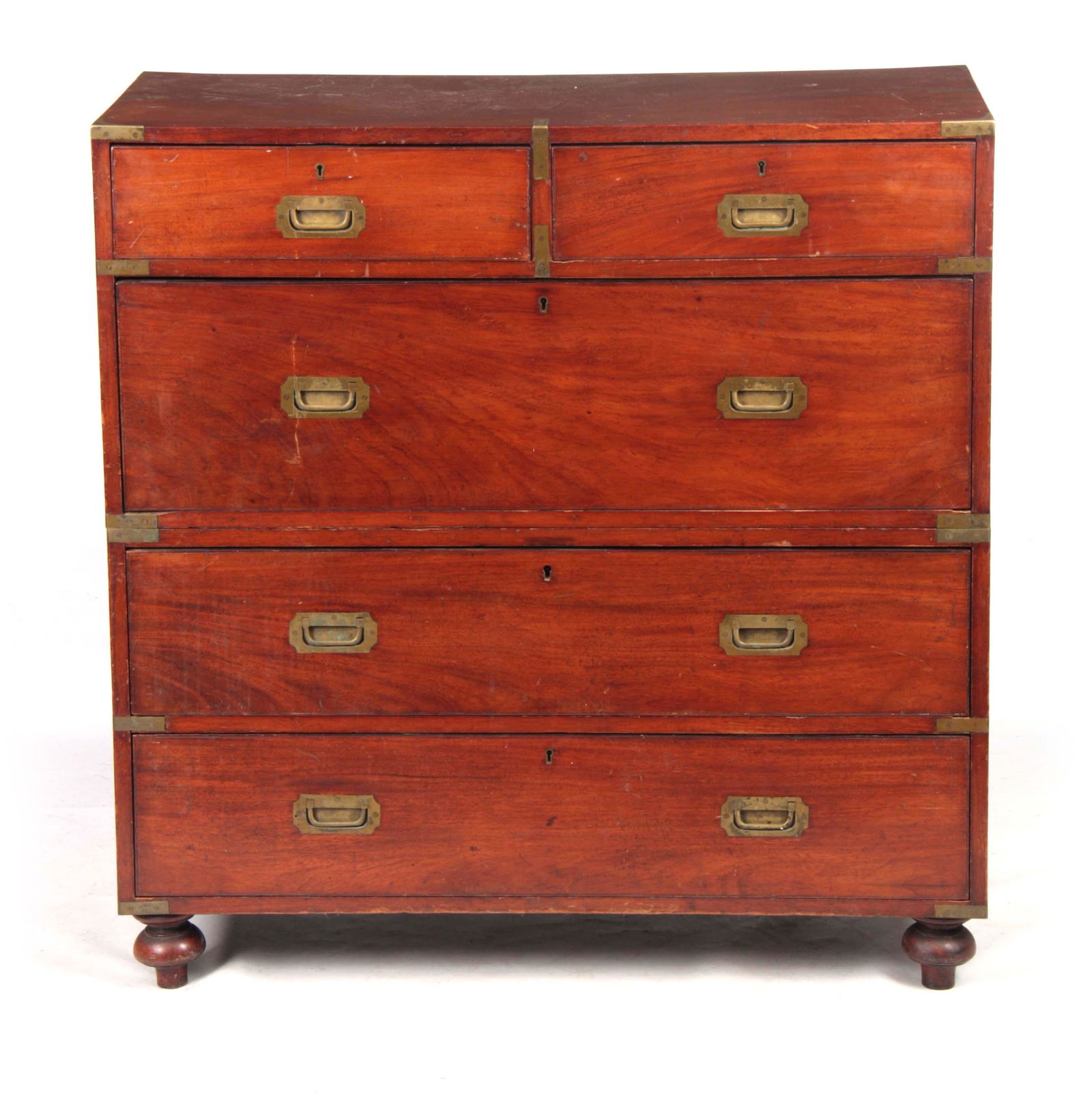 A 19TH CENTURY CAMPHORWOOD CAMPAIGN CHEST with bra (1 of 1)