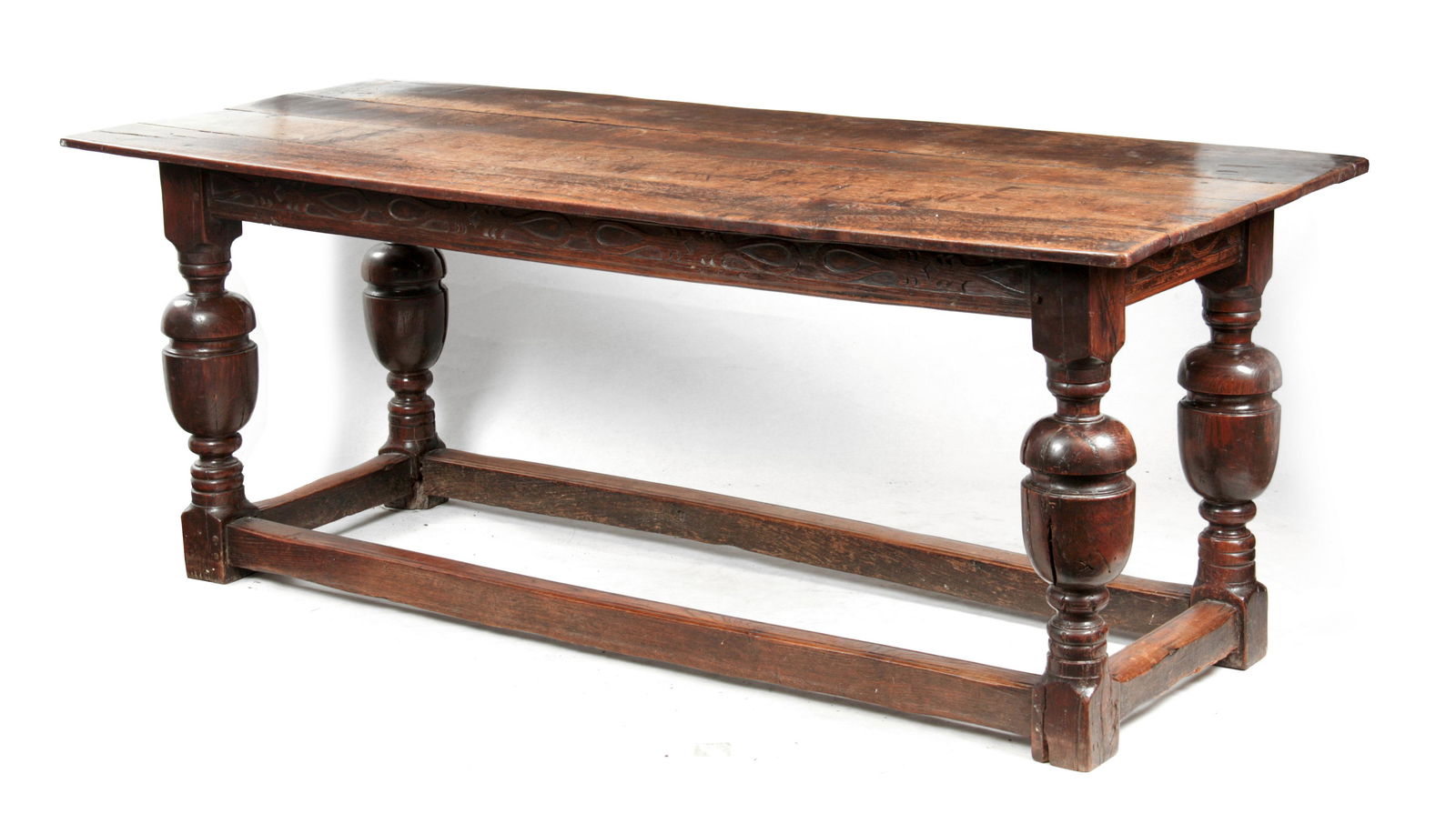AN EARLY 18TH CENTURY OAK REFECTORY TABLE with pla (1 of 1)