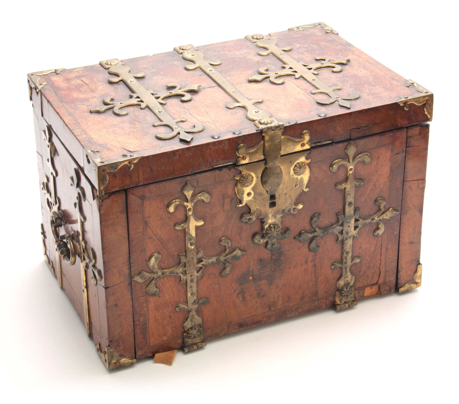A LATE 17TH CENTURY BRASS BOUND WALNUT COFFRE FORT (1 of 1)