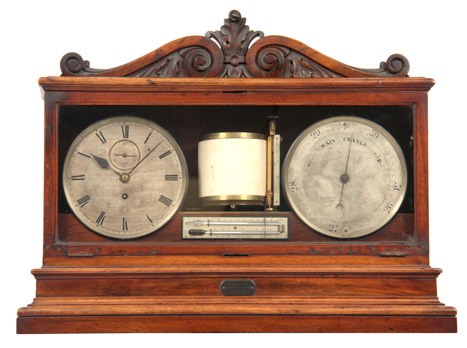 A  GOOD LATE 19TH CENTURY WALNUT CASED WEATHER STA (1 of 1)