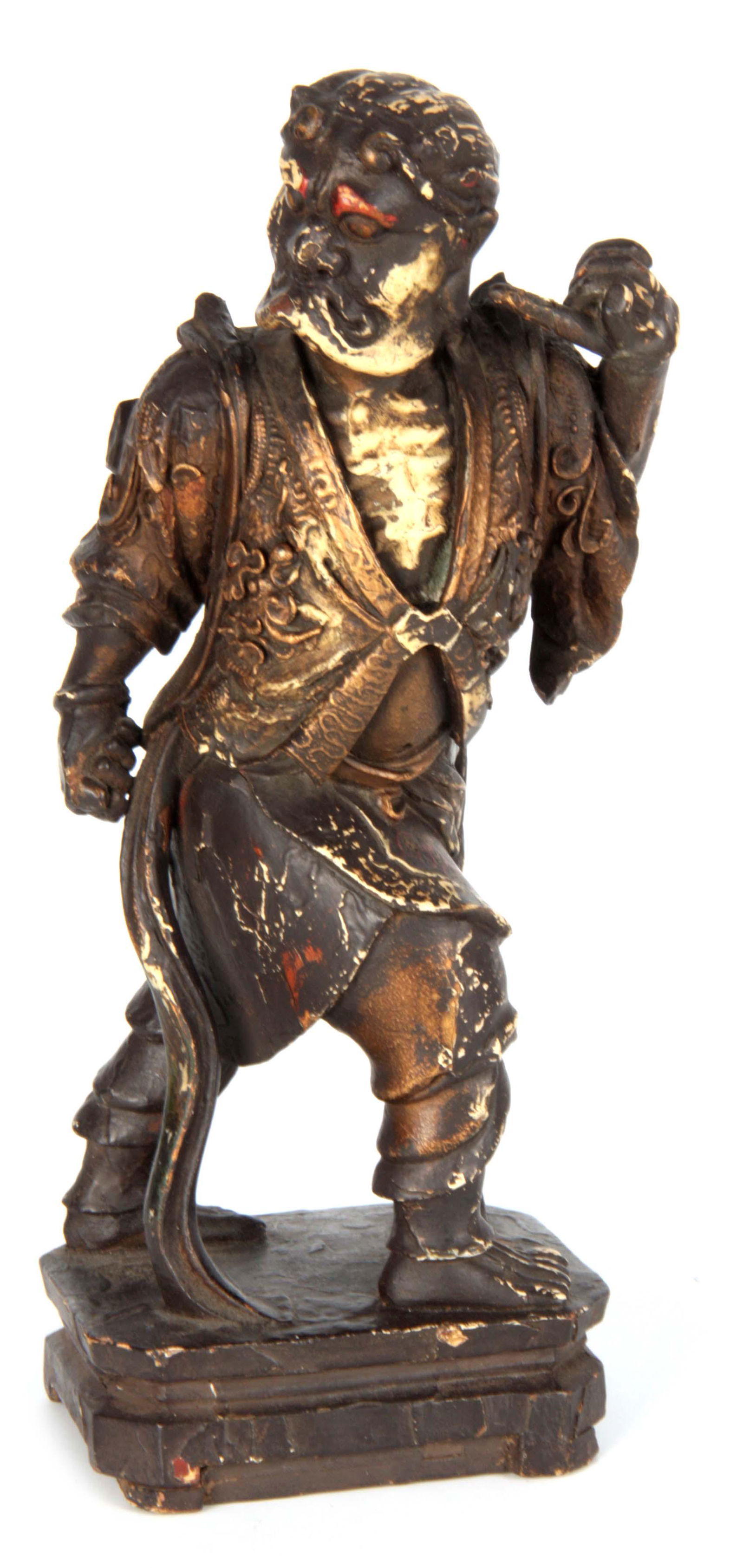 AN EARLY PAINTED AND GILT HIGHLIGHTED FINELY CARVED (1 of 1)