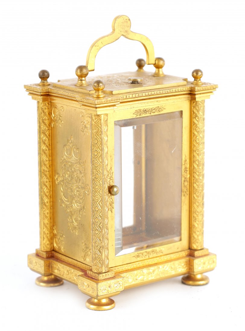 A 19TH CENTURY GILT BRASS ENGRAVED ENGLISH CARRIAG (1 of 1)