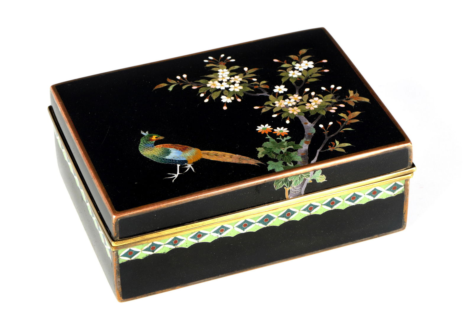 A JAPANESE MEIJI PERIOD INABA CLOISONNE ENAMEL BOX (1 of 6)