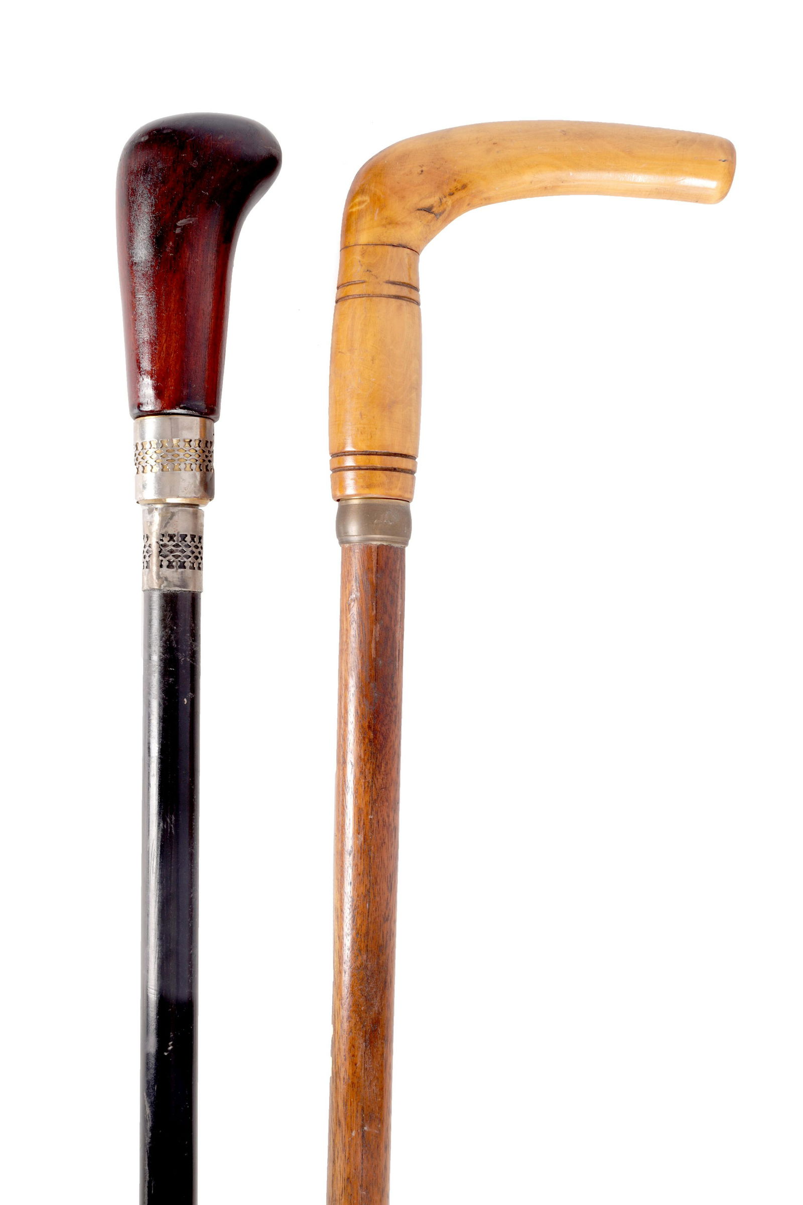 TWO 20TH CENTURY SWORD STICKS having a shaped boxwood (1 of 10)