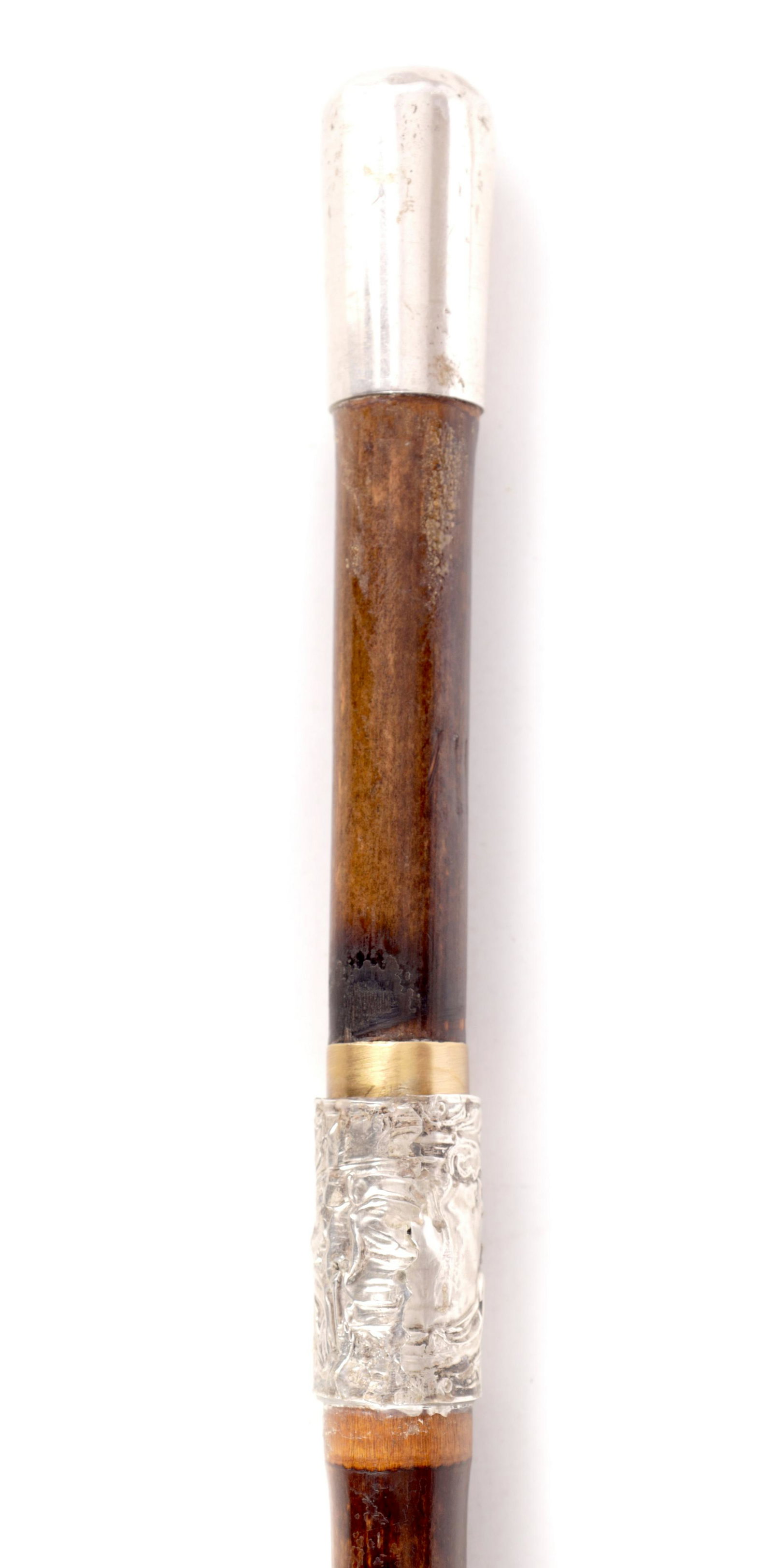 A 19TH CENTURY BAMBOO SWORD STICK having silver metal (1 of 8)