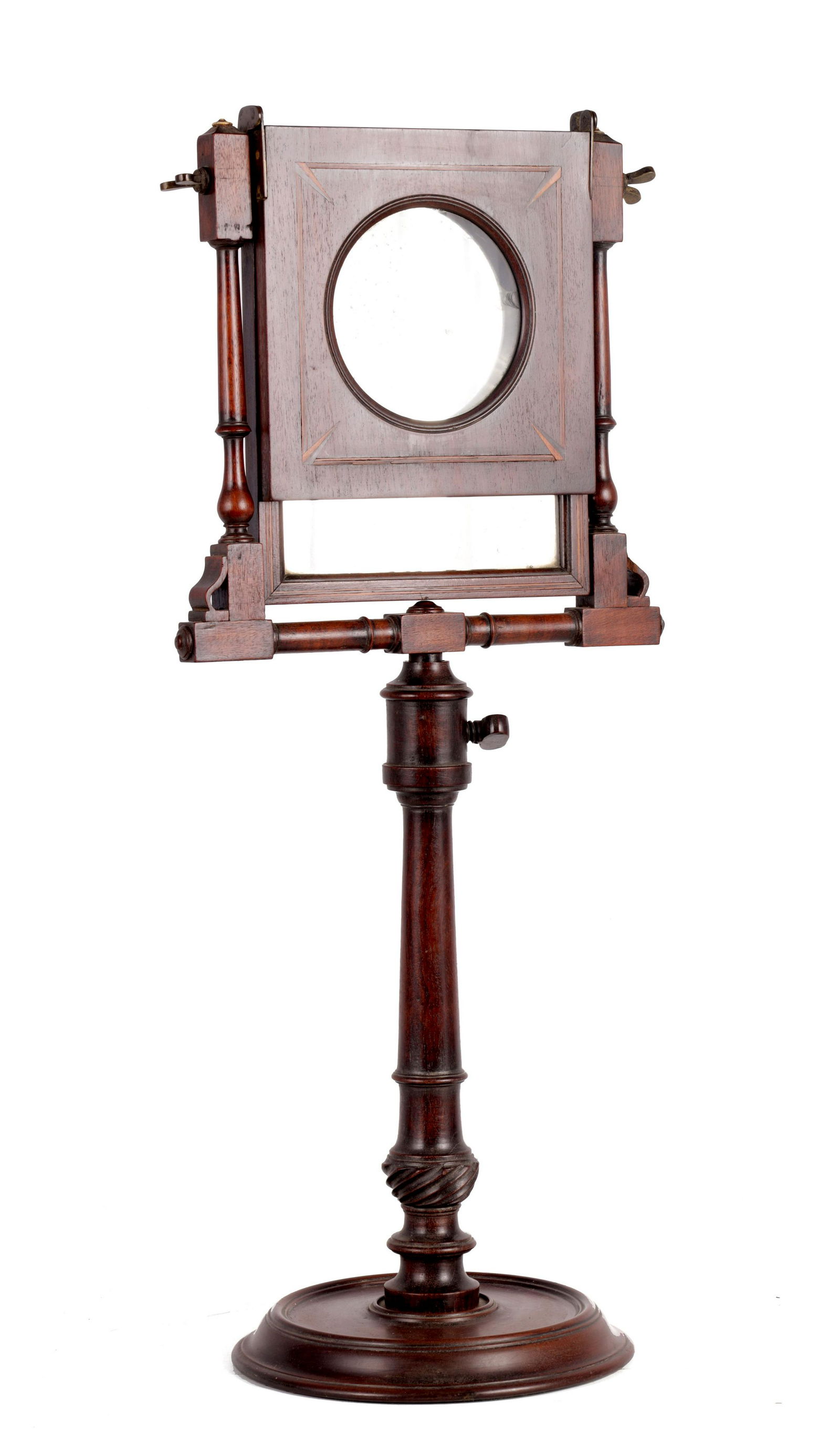 A GEORGE III INLAID MAHOGANY ZOGRASCOPE/ VIEWER with (1 of 8)