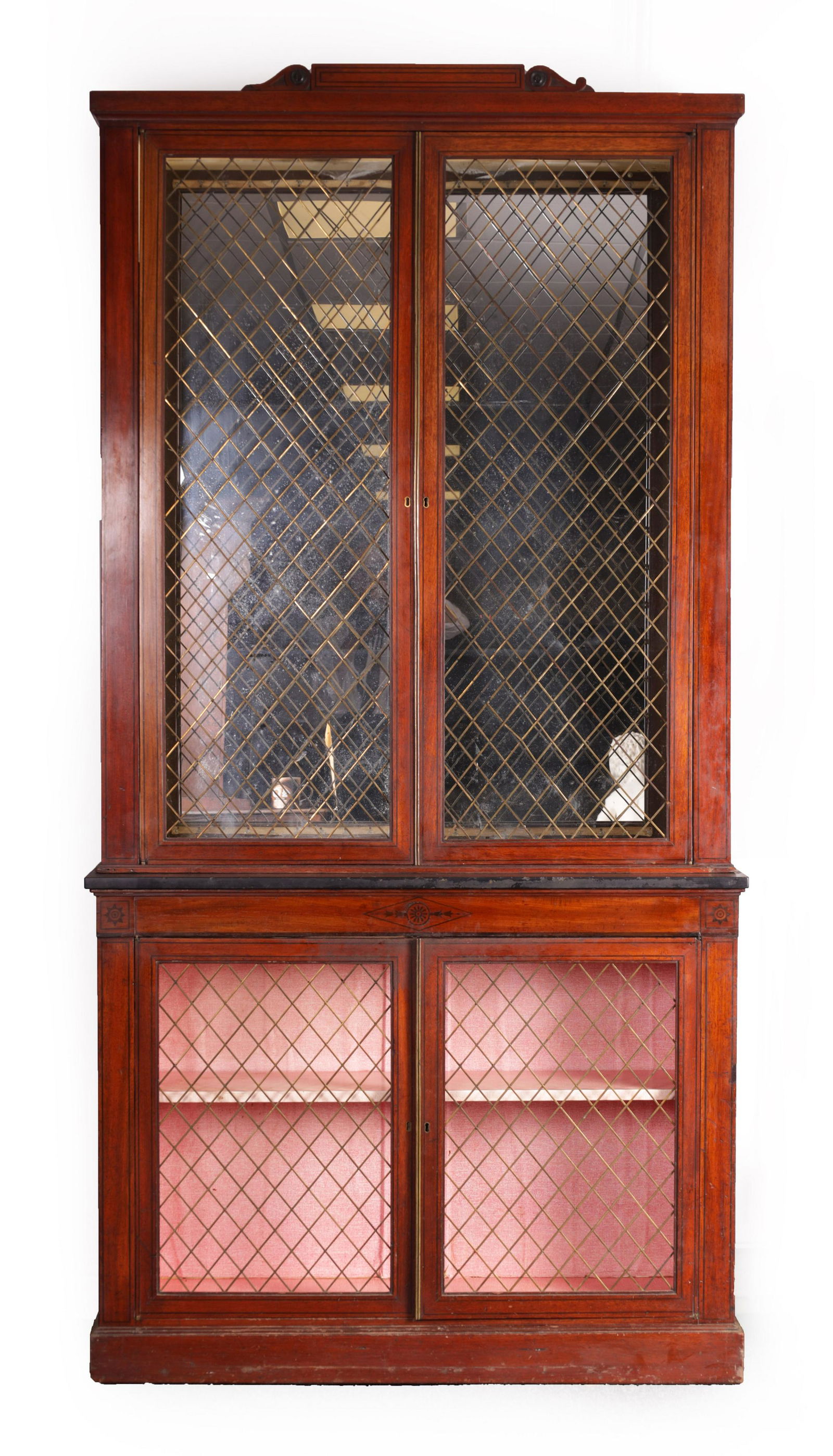 A REGENCY EBONY INLAID MAHOGANY BOOKCASE with scroll (1 of 1)
