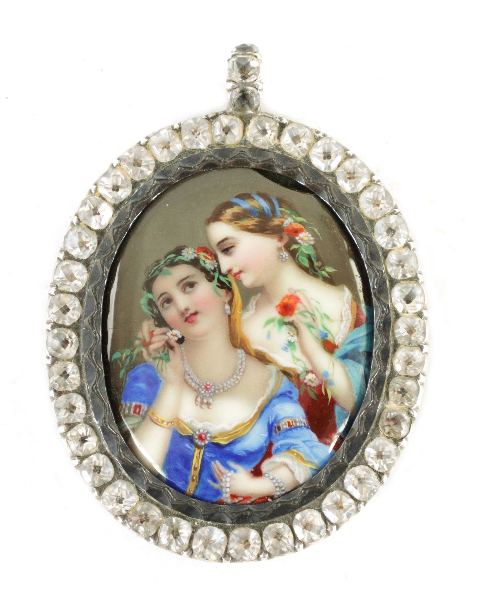 A 19TH CENTURY CONTINENTAL SILVER METAL PAINTED ENAMEL (1 of 2)