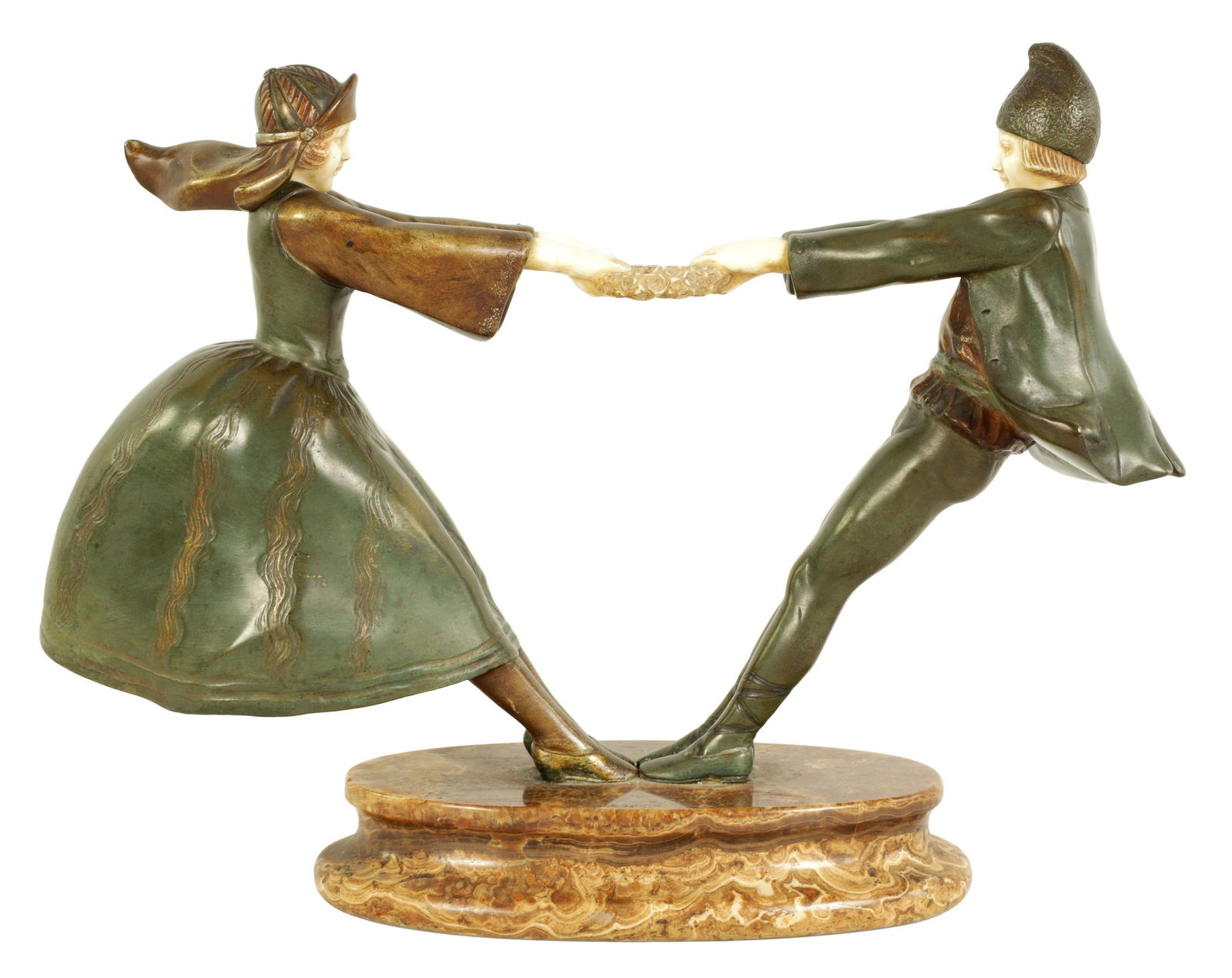 AN ART DECO FIGURAL BRONZE AND IVORY SCULPTURE (1 of 8)