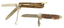 TWO STAG HORN MULTI-BLADE FOLDING KNIVES