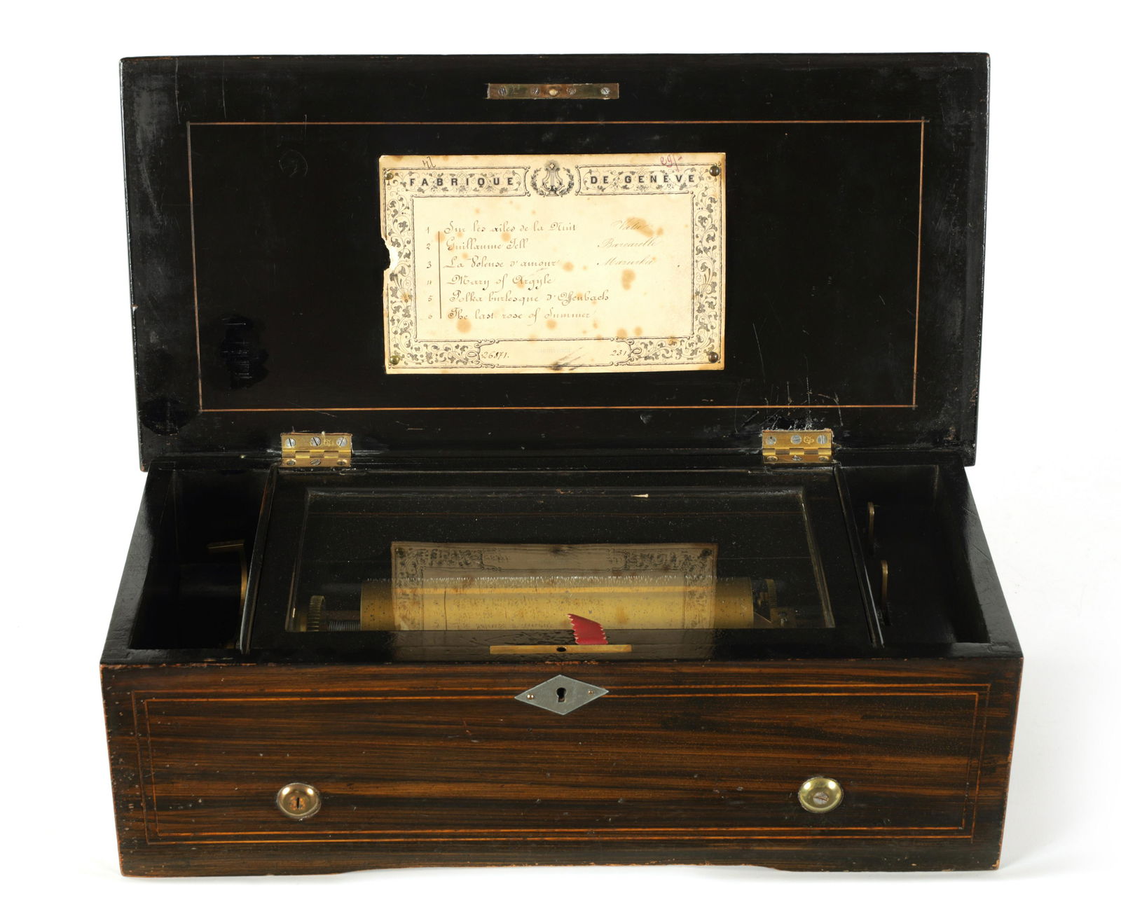 A LATE 19TH CENTURY SWISS SIX AIRS CYLINDER MUSIC BOX (1 of 16)