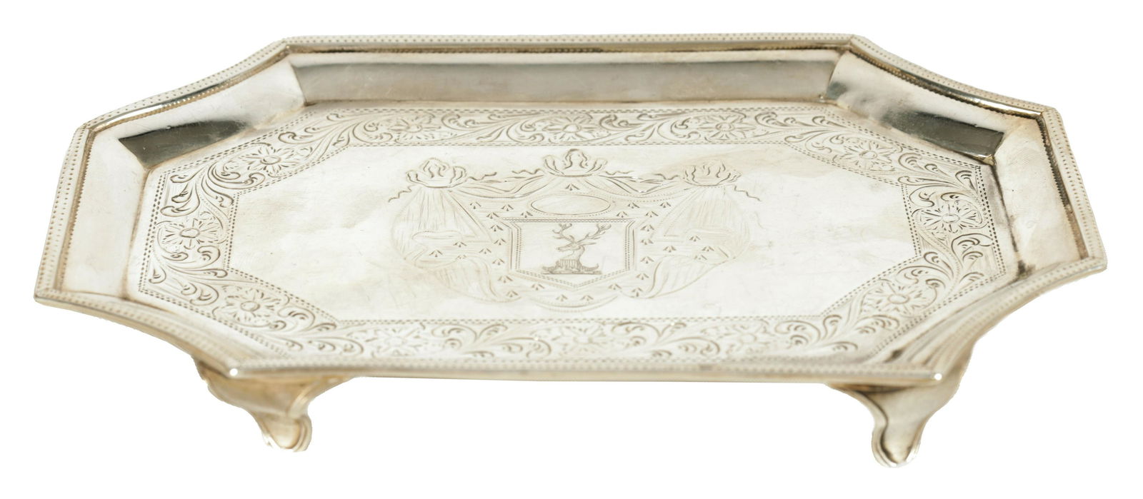 A GEORGE III, SILVER RECTANGULAR CARD TRAY (1 of 5)