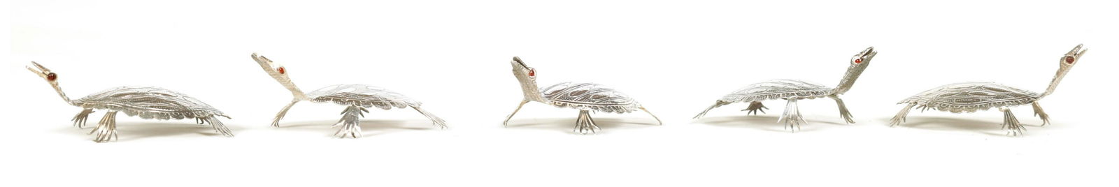 A SET OF FIVE EARLY 20TH CENTURY NOVELTY SILVER PLACE MARKERS (1 of 4)