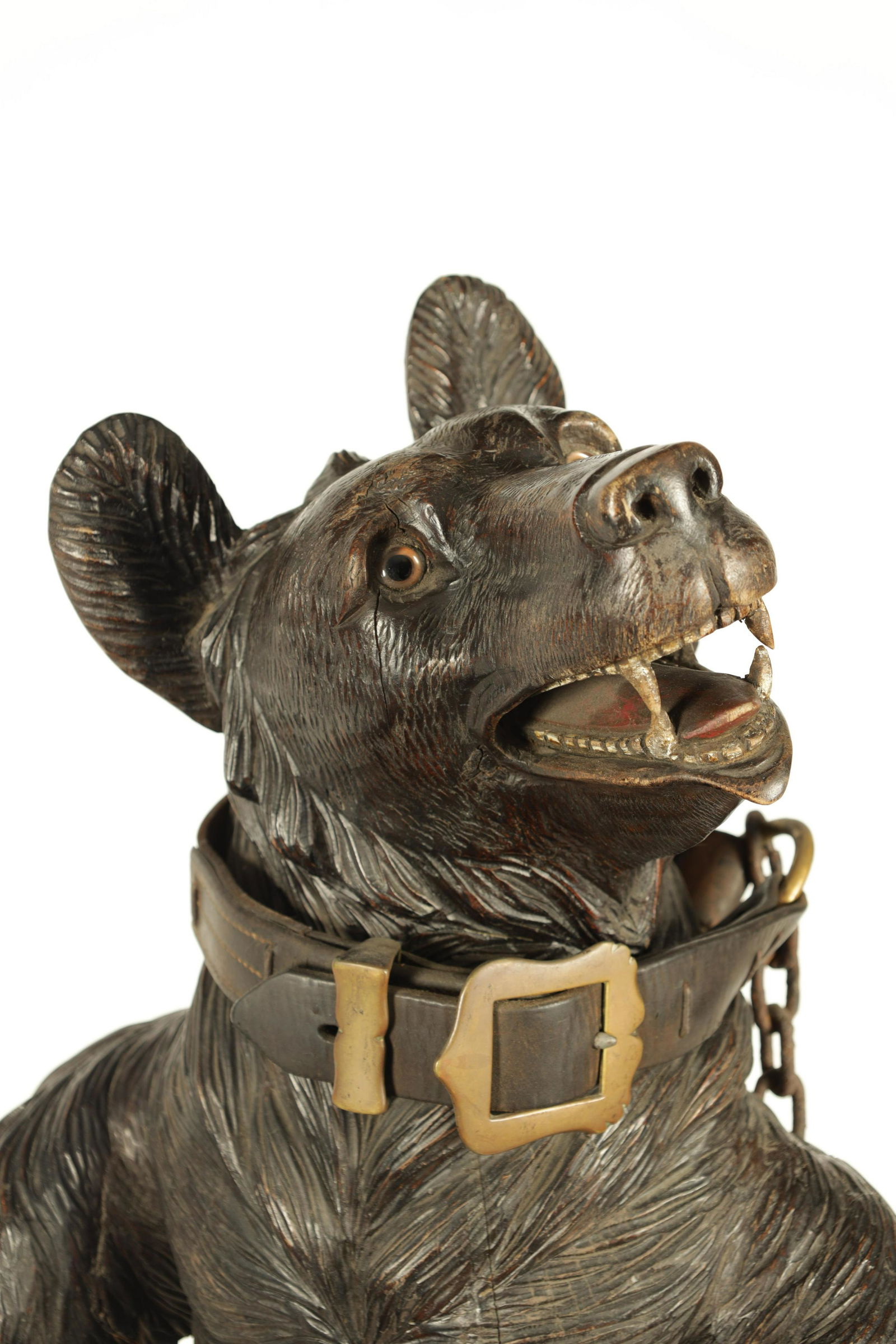 AN IMPRESSIVE 19TH CENTURY LINDEN WOOD BLACK FOREST CARVED BEAR STICK STAND (1 of 7)