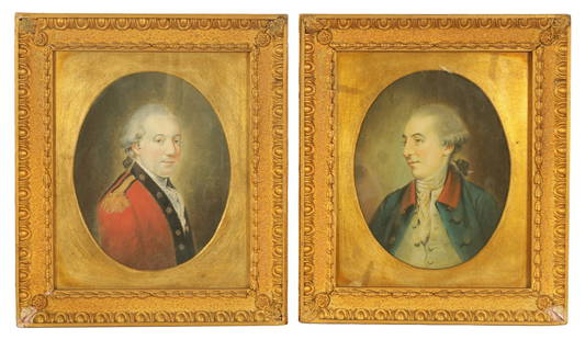 HUGH DOUGLAS HAMILTON (1739 - 1808). A PAIR OF GEORGE III OVAL PORTRAIT PASTEL DRAWINGS: HUGH DOUGLAS HAMILTON (1739 - 1808). A PAIR OF GEORGE III OVAL PORTRAIT PASTEL DRAWINGS inscribed on reverse Member Grattons Parliment Ireland artist Hugh Hamilton depicting a portrait of Henry Gratto