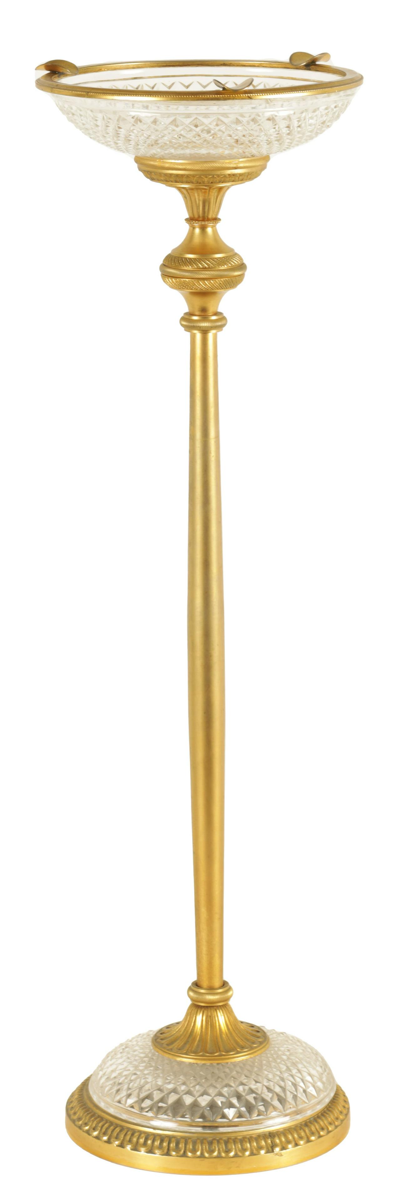 AN EARLY 20TH CENTURY ORMOLU AND CUT GLASS FLOOR STANDING ASHTRAY (1 of 5)