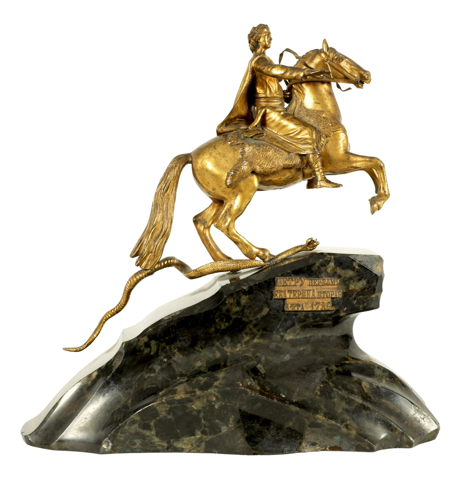 A 19TH CENTURY RUSSIAN IMPERIAL GILT BRONZE AND LABRADORITE SCULPTURE (1 of 11)