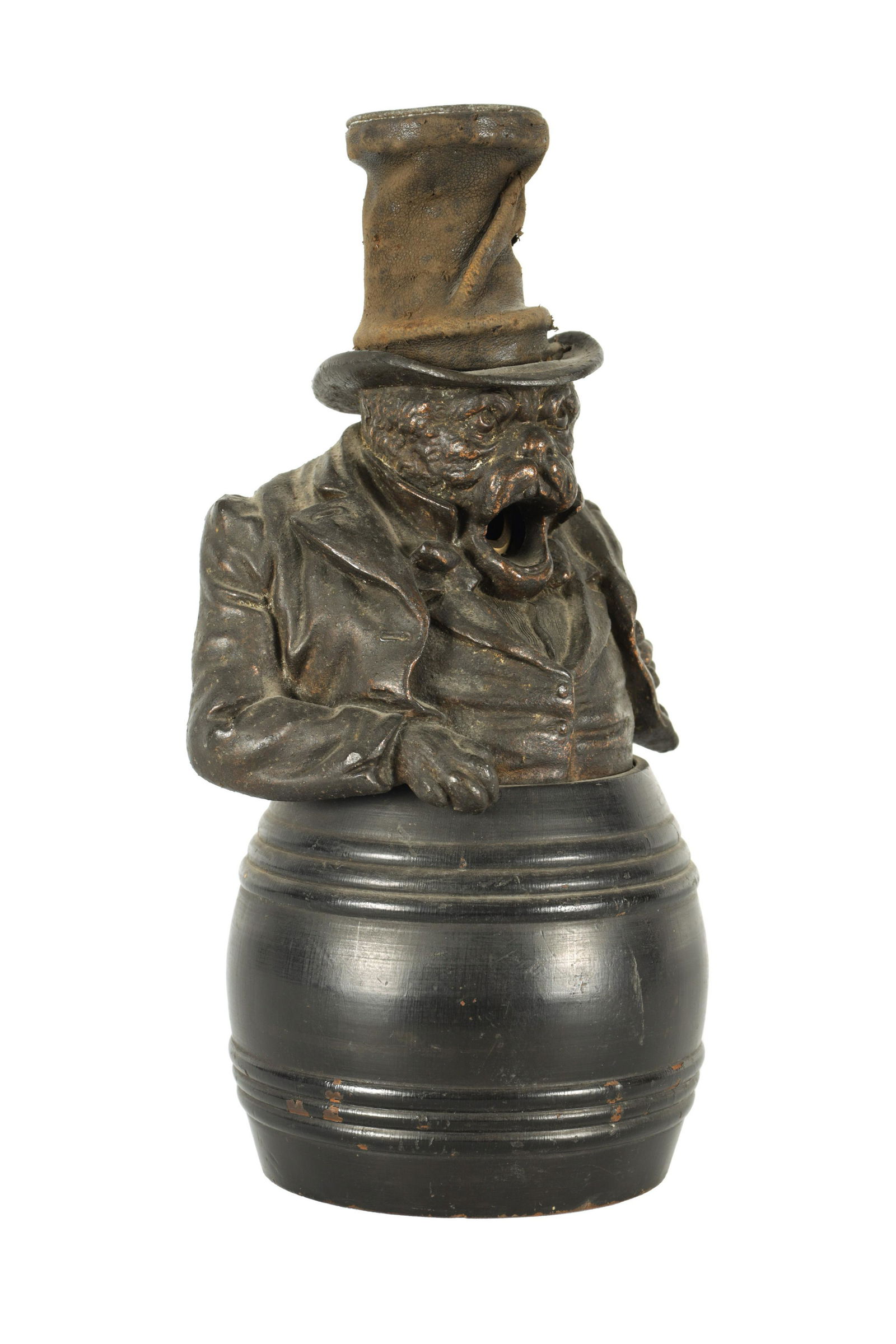 AN UNUSUAL 19TH CENTURY BRONZED METAL AND EBONIZED NOVELTY CIGAR CUTTER (1 of 10)