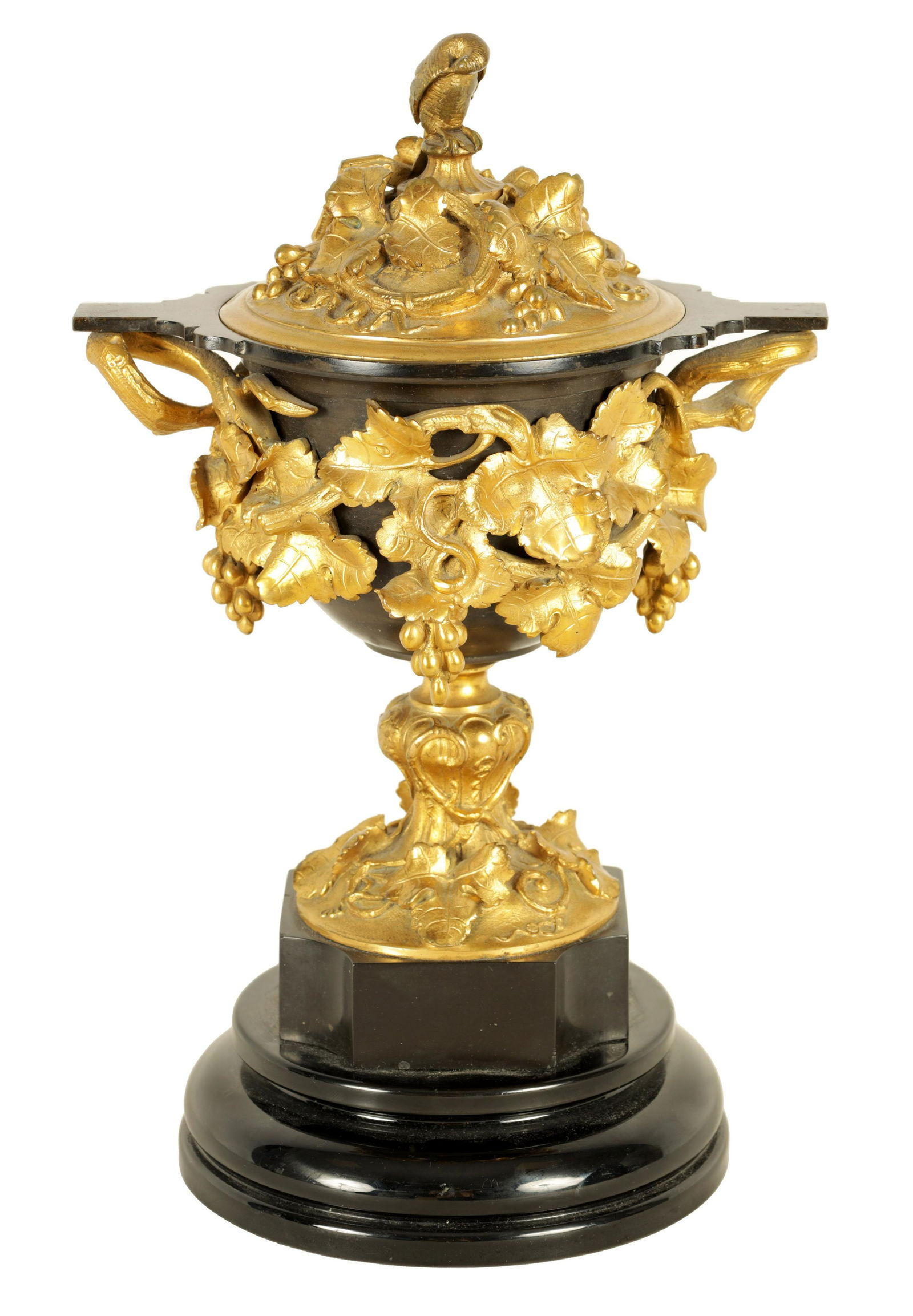 A 19TH CENTURY FRENCH BRONZE AND ORMOLU VASE AND COVER (1 of 12)