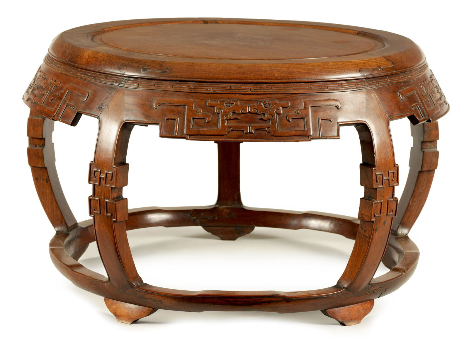 A 19TH CENTURY CHINESE ROUND HARDWOOD TABLE (1 of 4)
