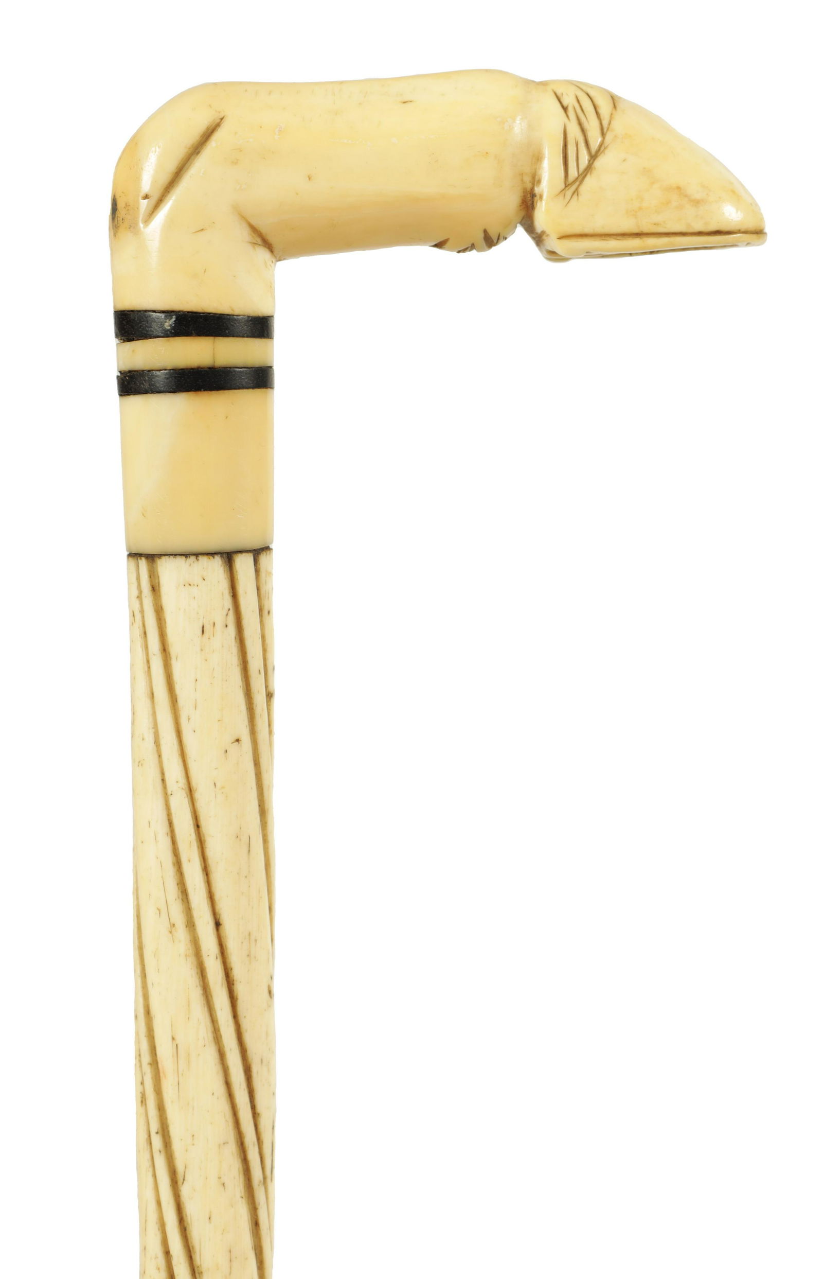 A 19TH CENTURY WHALEBONE WALKING STICK (1 of 3)