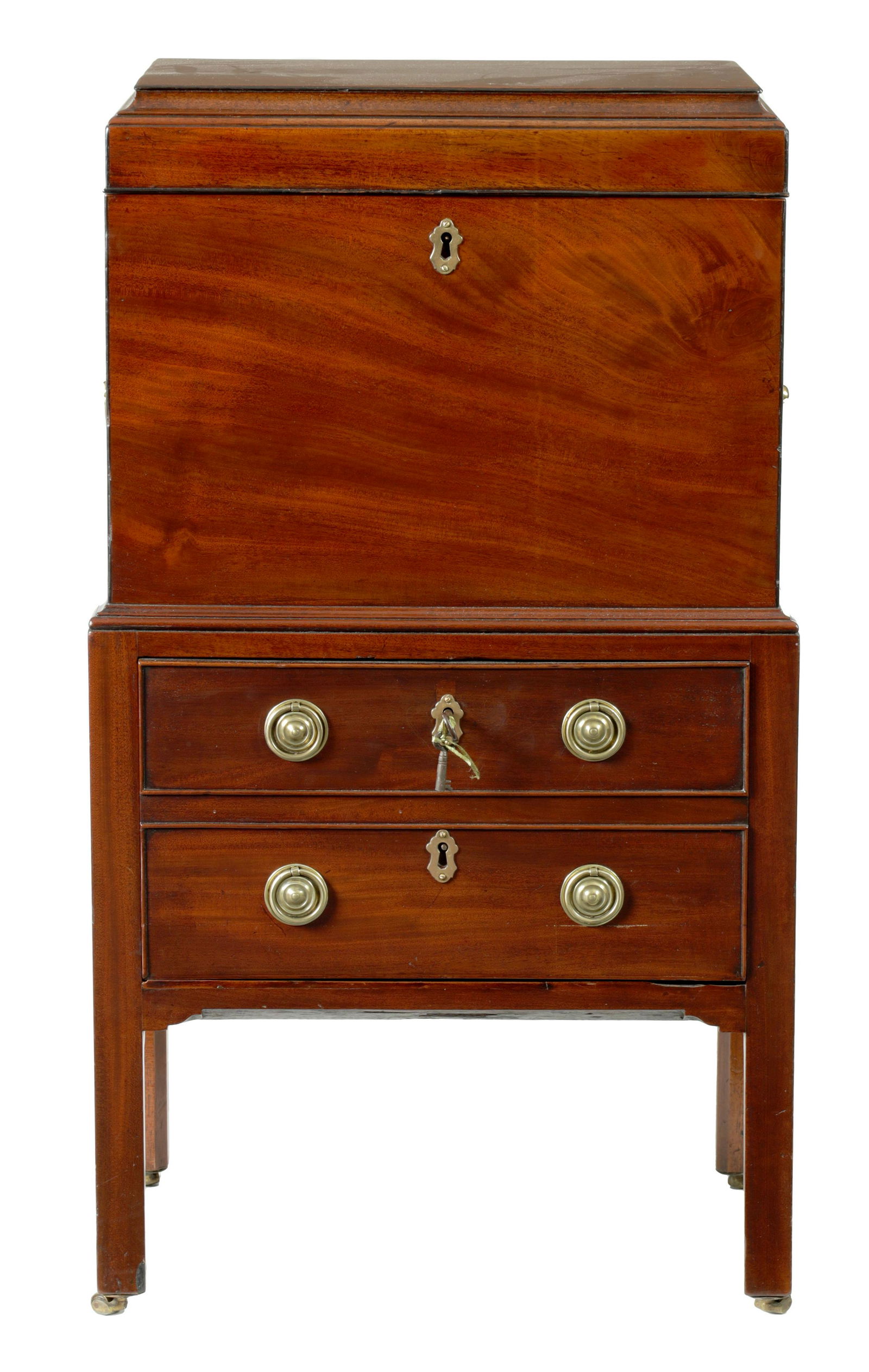 A GEORGE III MAHOGANY CELLARETTE ON STAND STAMPED EDWARDS AND ROBERTS (1 of 8)