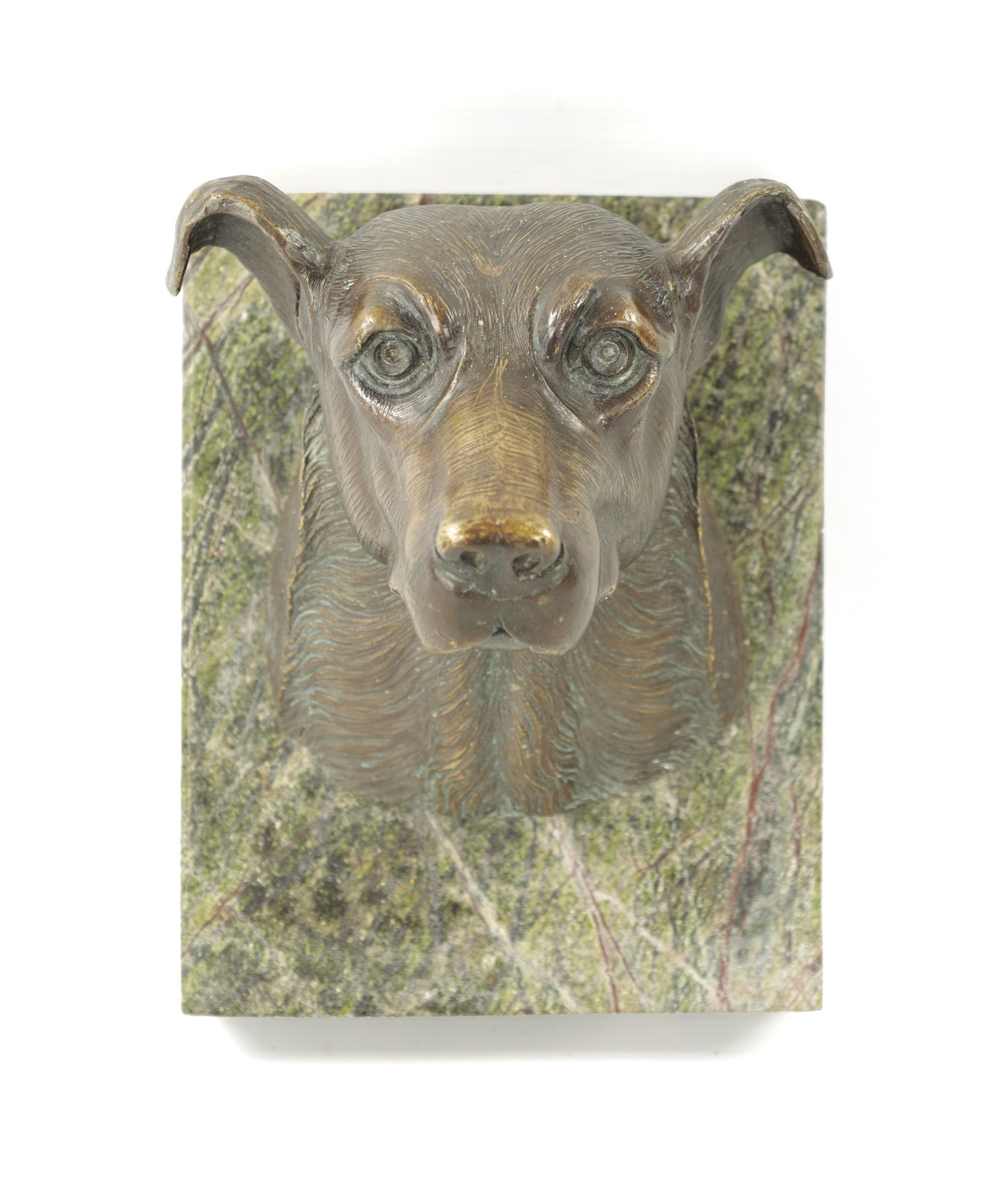A 20TH CENTURY BRONZE SCULPTURE OF A DOG'S HEAD (1 of 5)