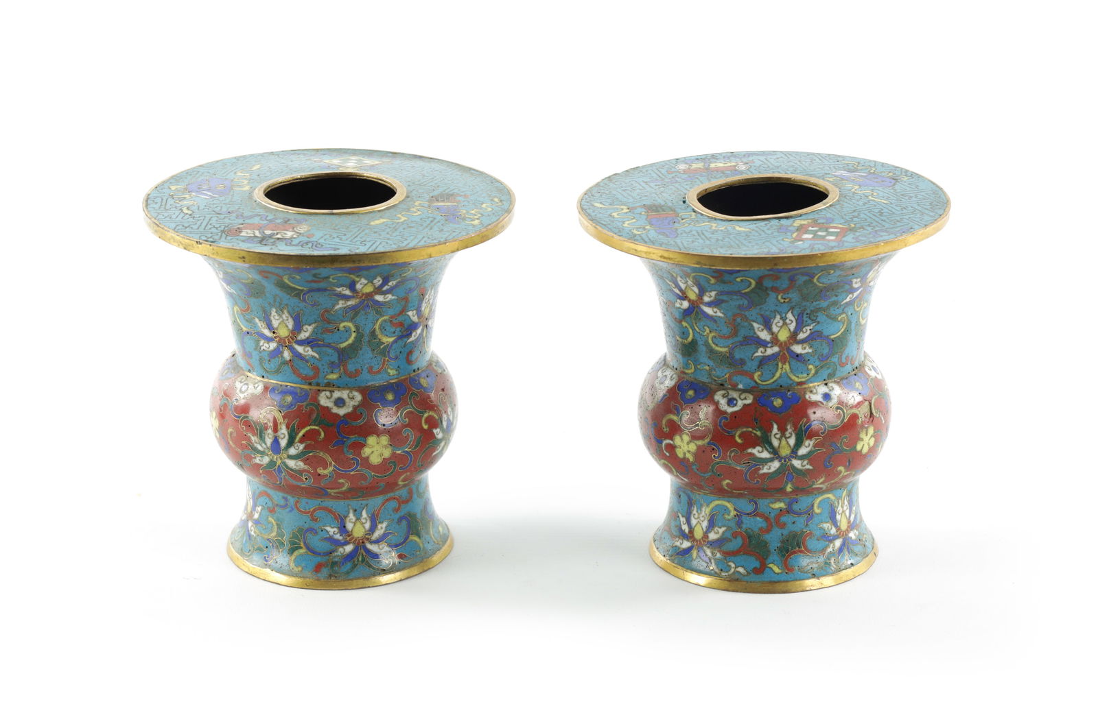 A PAIR OF 18TH CENTURY CHINESE CLOISONN? BRUSH POTS (1 of 5)