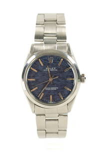 A GENTLEMAN'S 1970'S STEEL ROLEX OYSTER WRISTWATCH WITH RARE MOSAIC DIAL: A GENTLEMAN'S 1970'S STEEL ROLEX OYSTER WRISTWATCH WITH RARE MOSAIC DIAL on steel oyster bracelet, the case with polished bezel enclosing blue 'mosaic' dial fronting a self-winding movement - comes