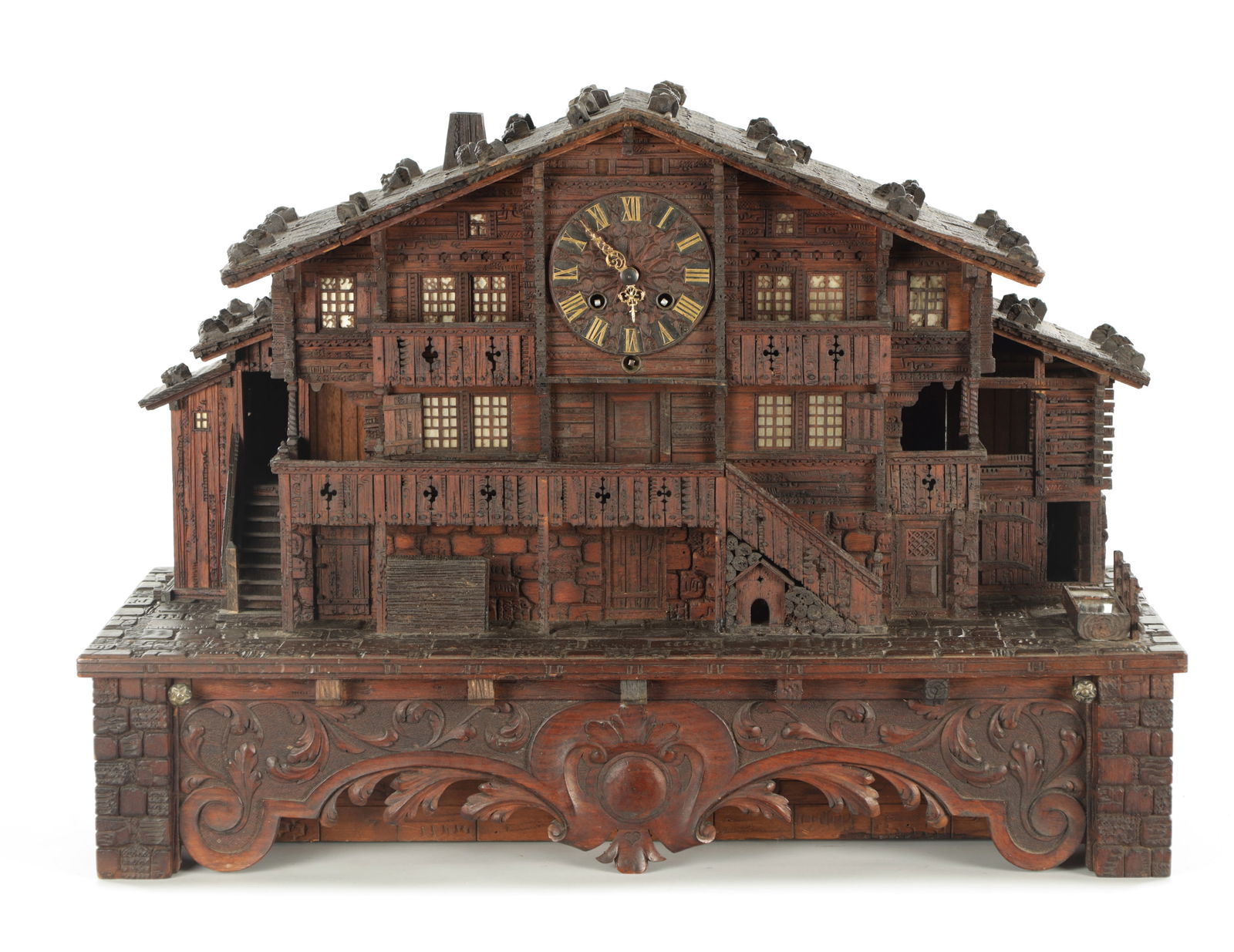 A LATE 19TH CENTURY SWISS BLACK FOREST MUSICAL CHALET CLOCK (1 of 11)