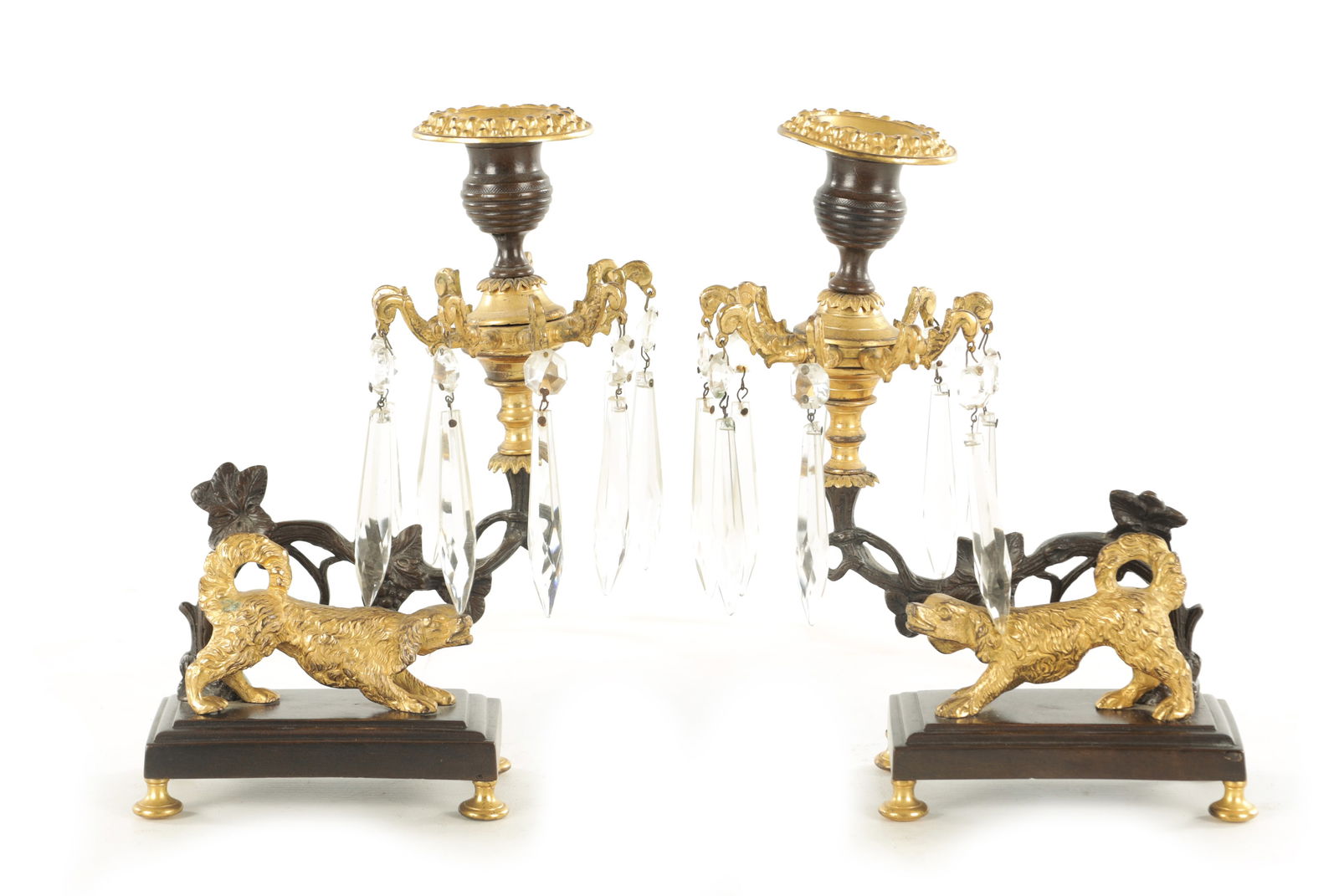 A GOOD PAIR OF REGENCY BRONZE AND GILT BRONZE CANDELABRA (1 of 7)