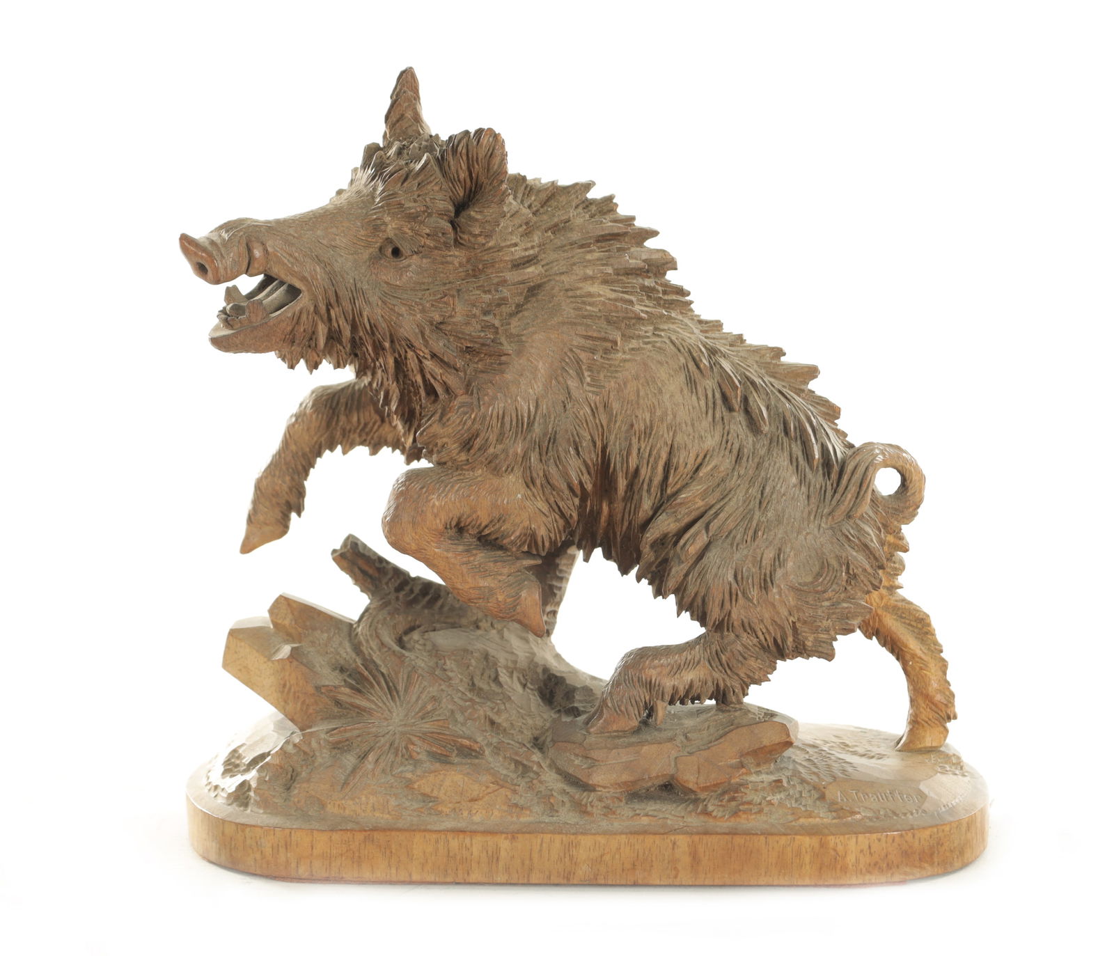 A LATE 19TH CENTURY SWISS CARVED SCULPTURE SIGNED A. TRAUFFER. (1 of 8)