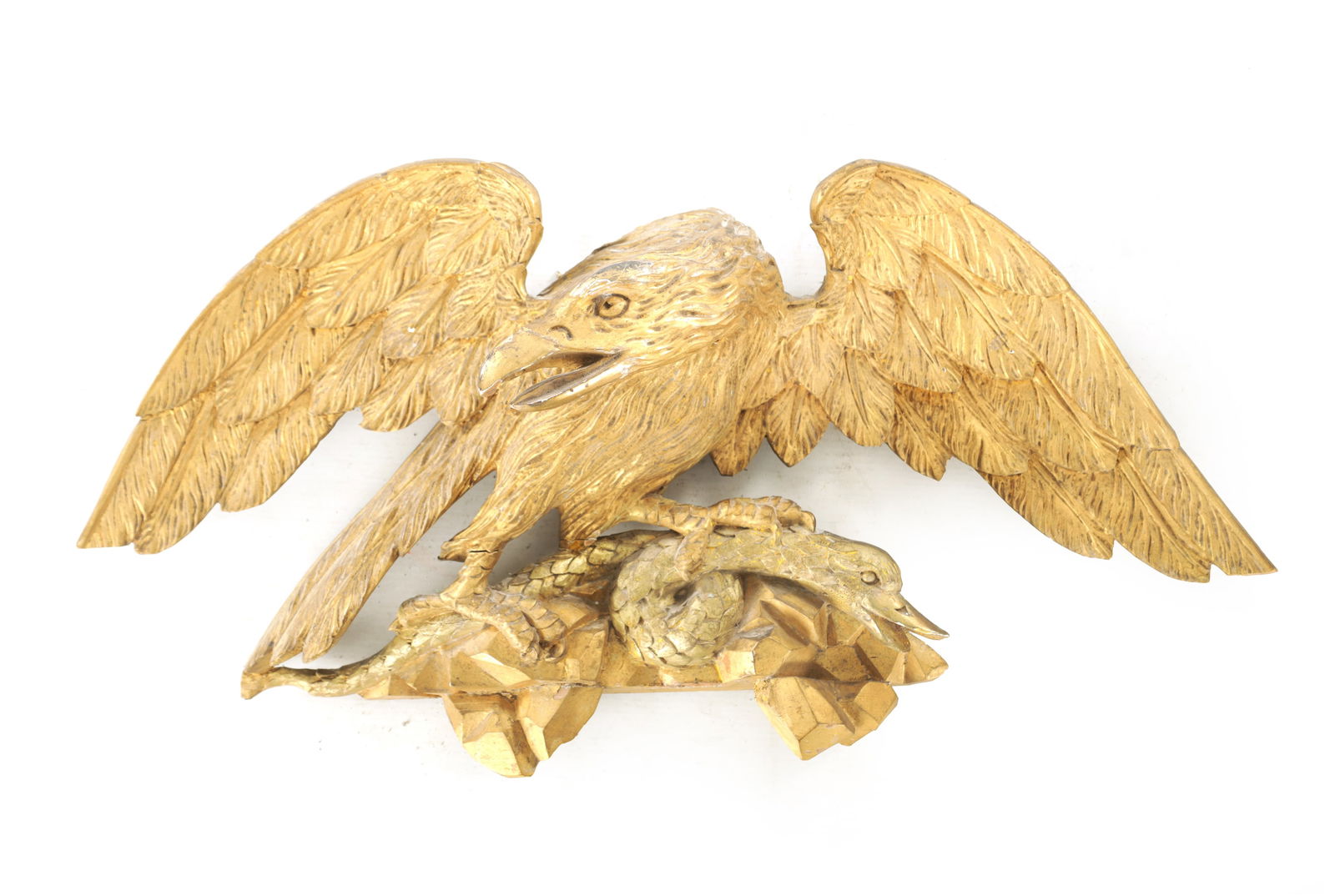 A REGENCY CARVED GILT-WOOD EAGLE WITH SERPENT (1 of 4)