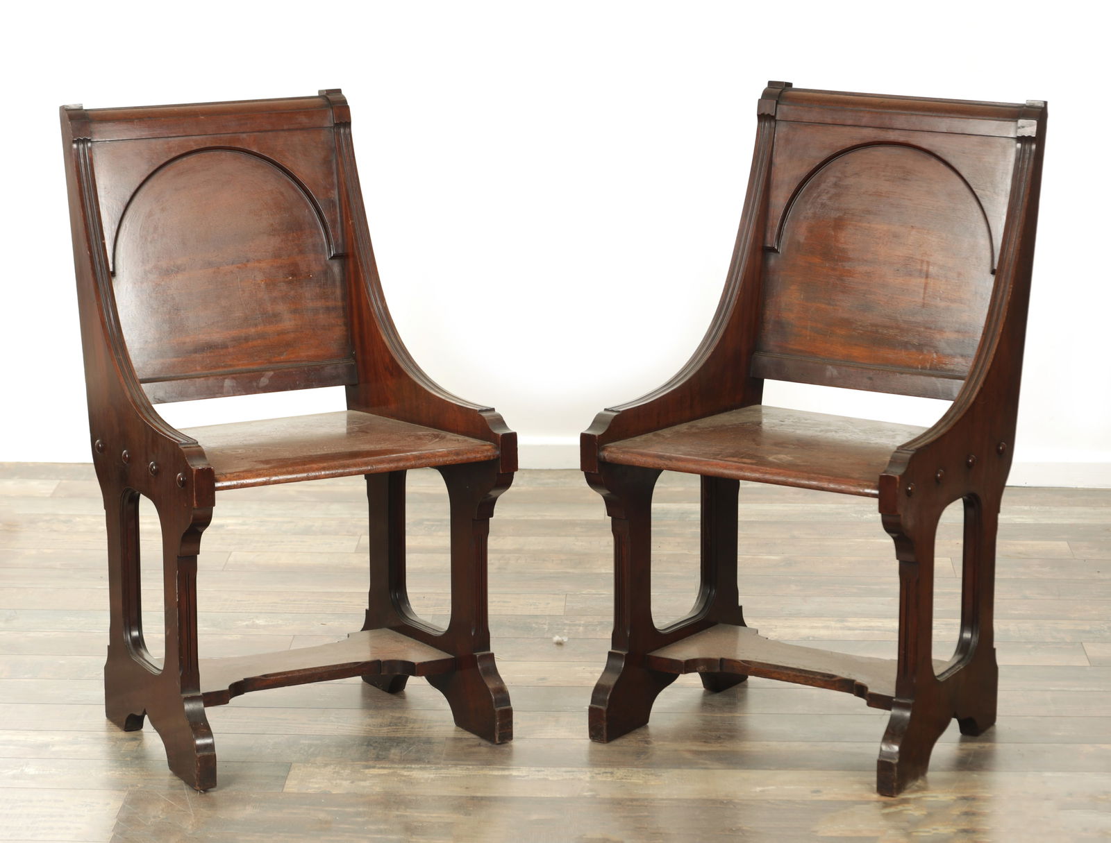 A PAIR OF 19TH CENTURY MAHOGANY HALL CHAIRS (1 of 5)