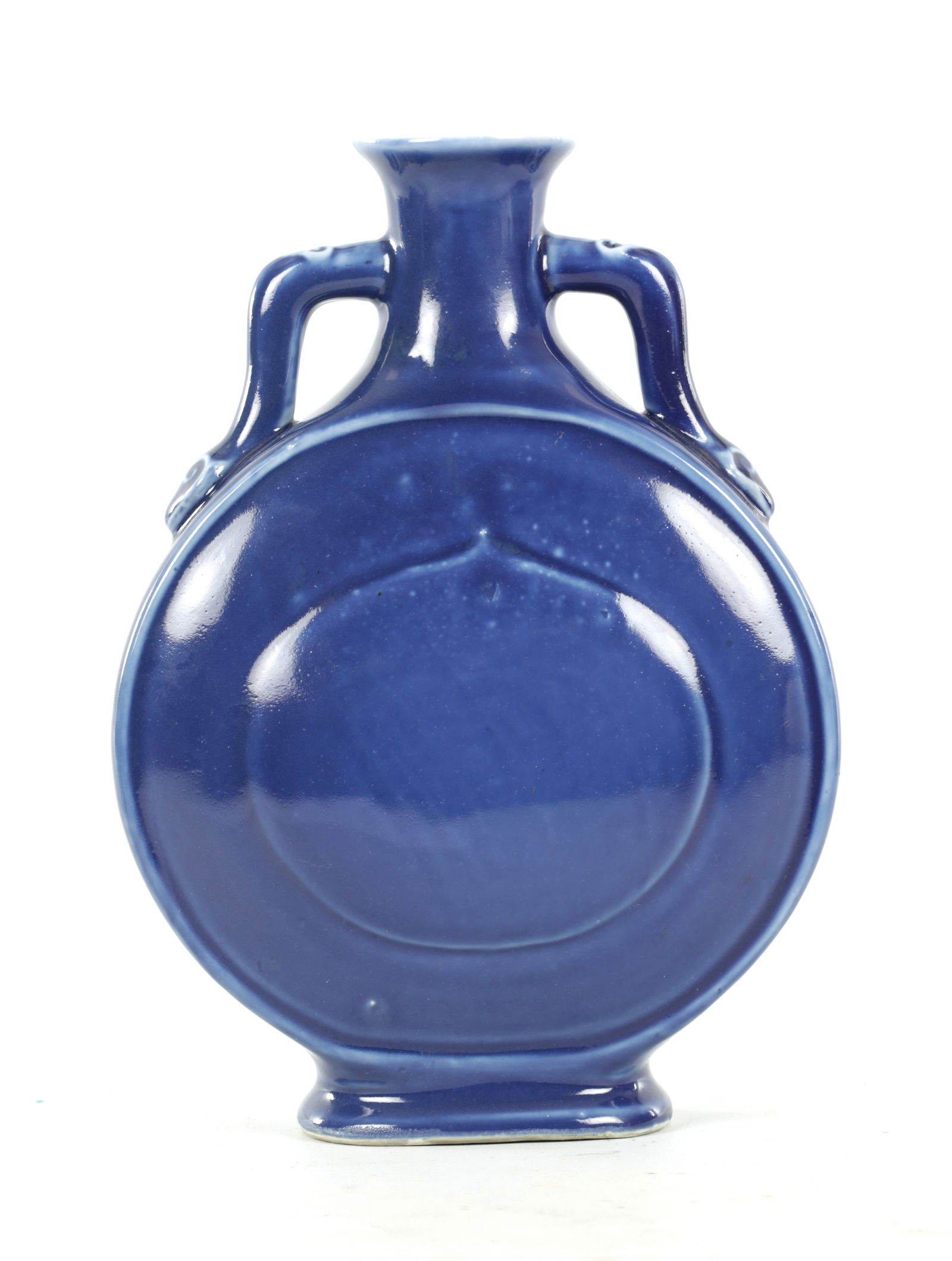 A 19TH CENTURY BLUE GLAZED CHINESE MOON FLASK (1 of 6)