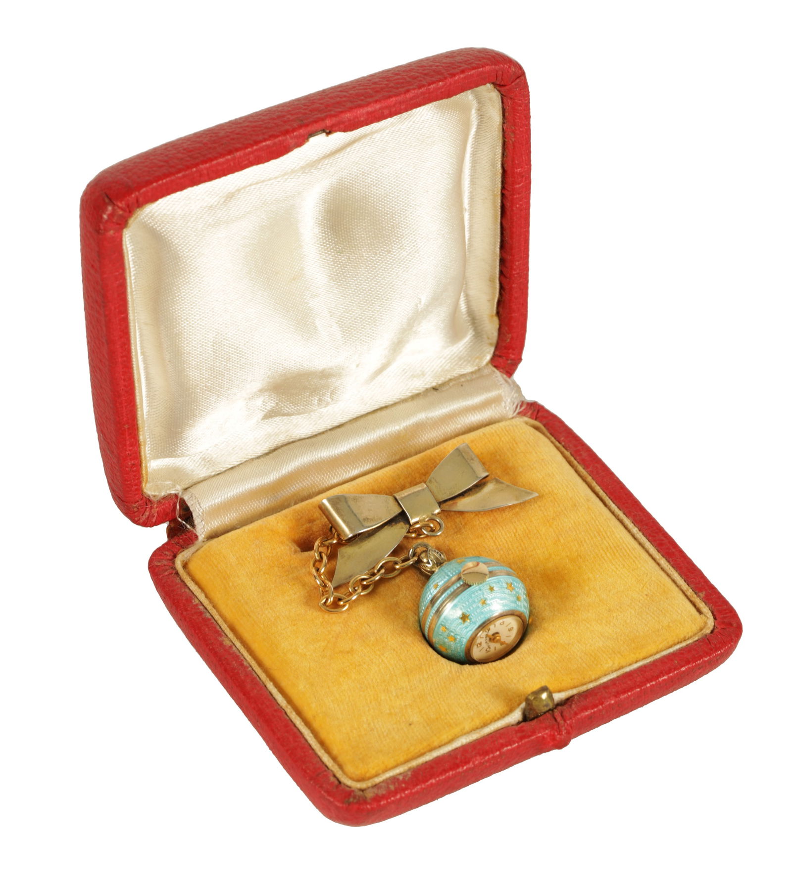 AN UNUSUAL MID 20TH CENTURY SWISS SILVER AND GUILLOCHE ENAMEL BALL WATCH BROOCH (1 of 5)