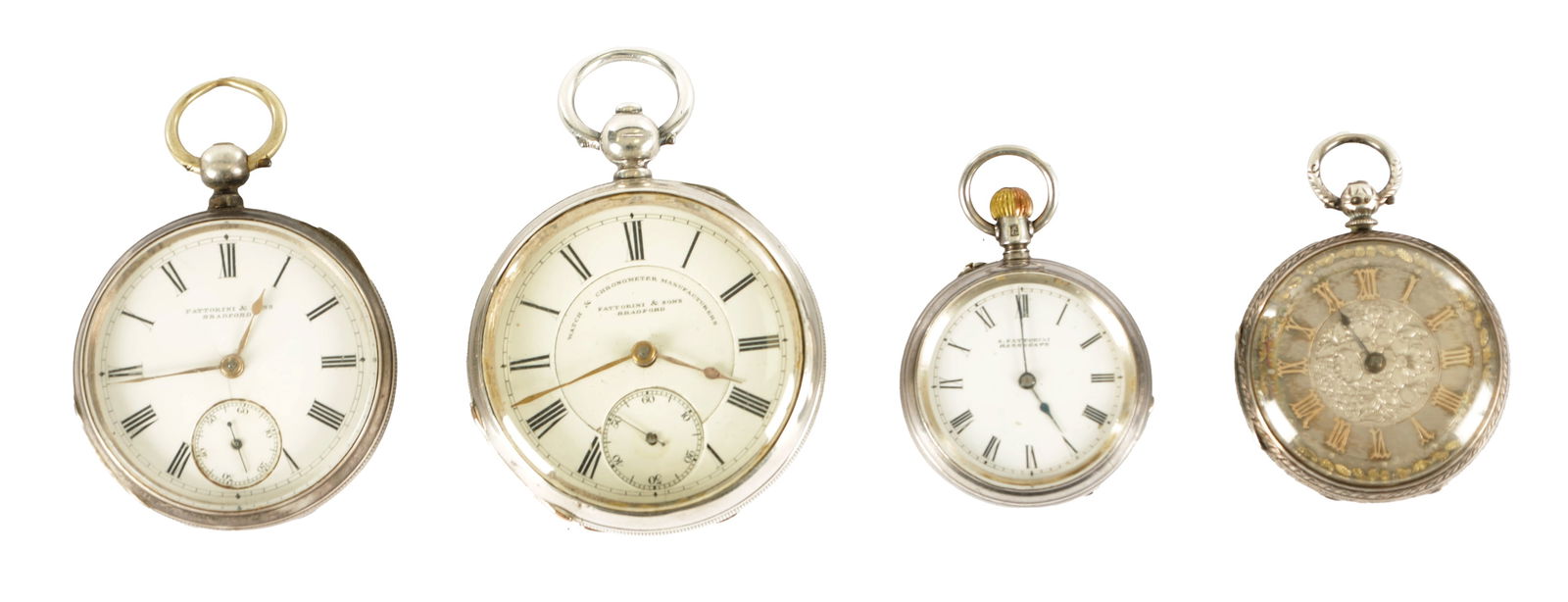 A COLLECTION OF FOUR SILVER POCKET WATCHES SIGNED FATTORINI & SONS (1 of 16)