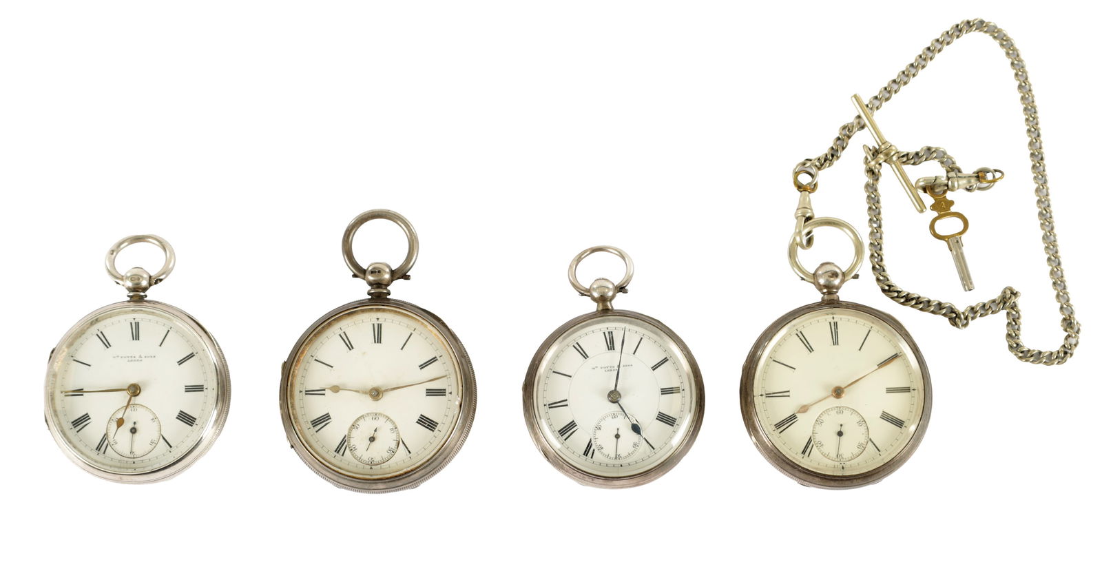 A COLLECTION OF FOUR SILVER OPEN FACED POCKET WATCHES BY POTTS & SONS, LEEDS (1 of 20)