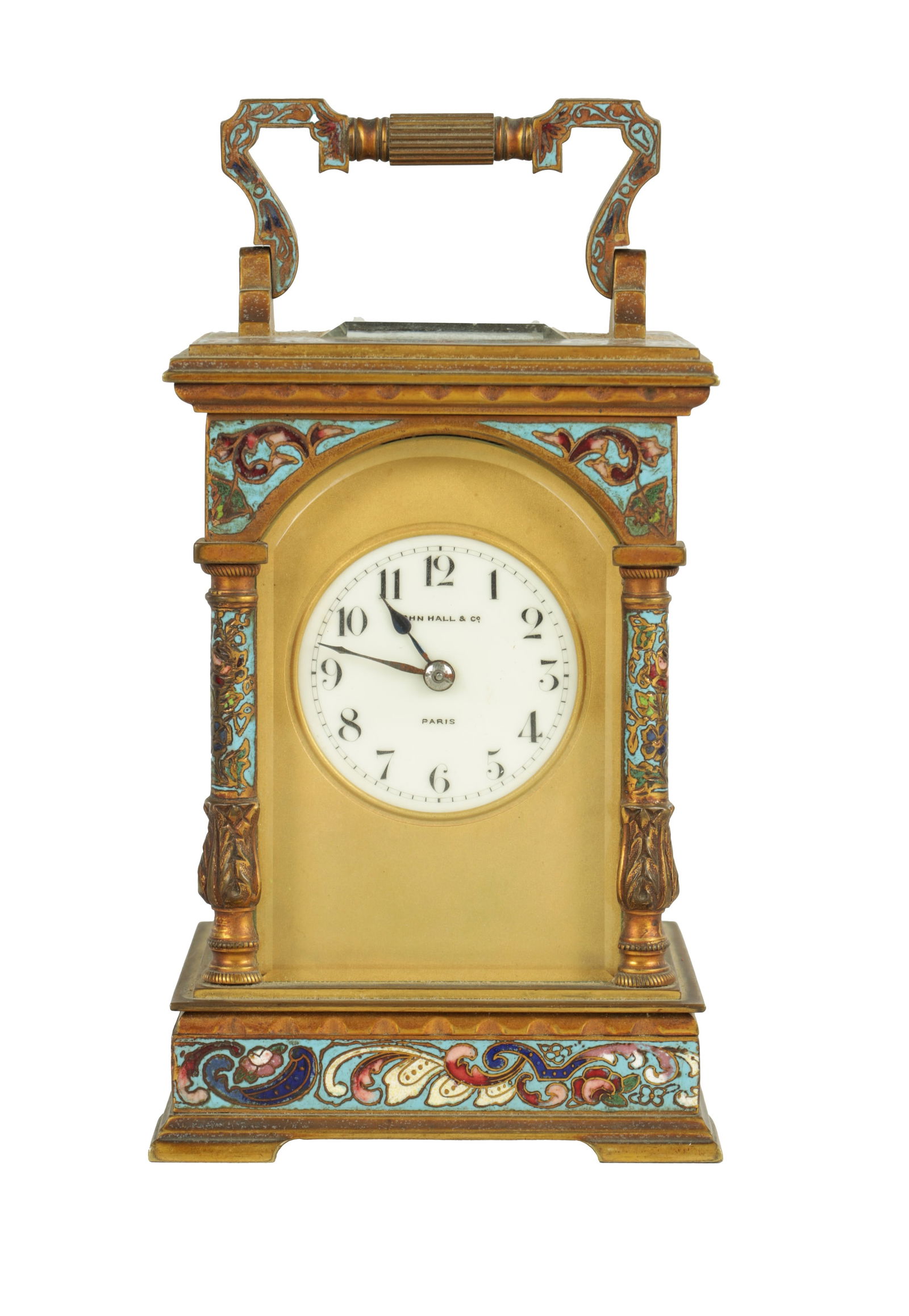 A LATE 19TH CENTURY FRENCH CHAMPLEVE ENAMEL STRIKING CARRIAGE CLOCK (1 of 8)