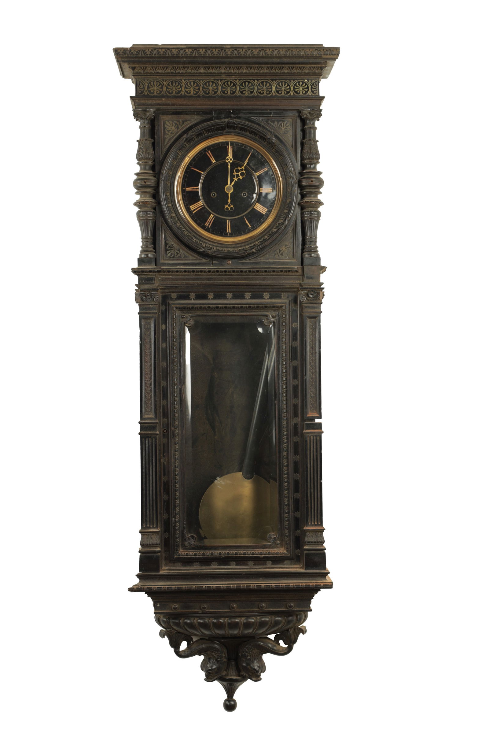 AN UNUSUAL LATE 19TH CENTURY GERMAN VIENNA-STYLE REGULATOR WALL CLOCK (1 of 6)