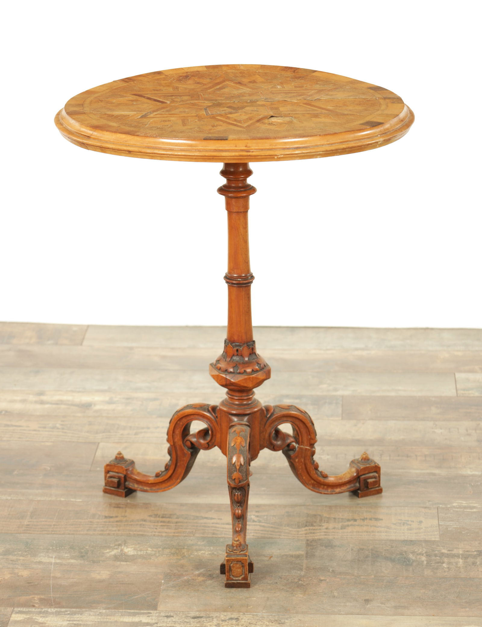 A LATE 19TH CENTURY NEW ZEALAND SPECIMEN NATIVE WOOD PARQUETRY OCCASIONAL TABLEIN THE MANNER OF (1 of 12)