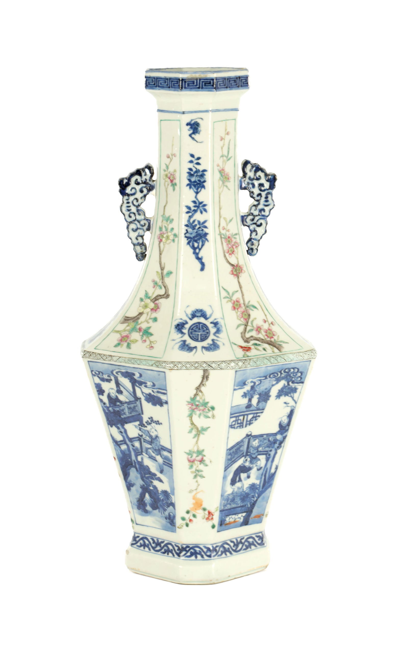 AN 18TH/19TH CENTURY CHINESE BLUE AND WHITE FAMILLE ROSE PORCELAIN VASE (1 of 14)