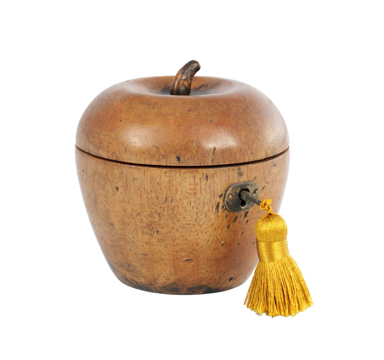 A GEORGE III STYLE FRUITWOOD TEA CADDY IN THE FORM OF AN APPLE (1 of 7)