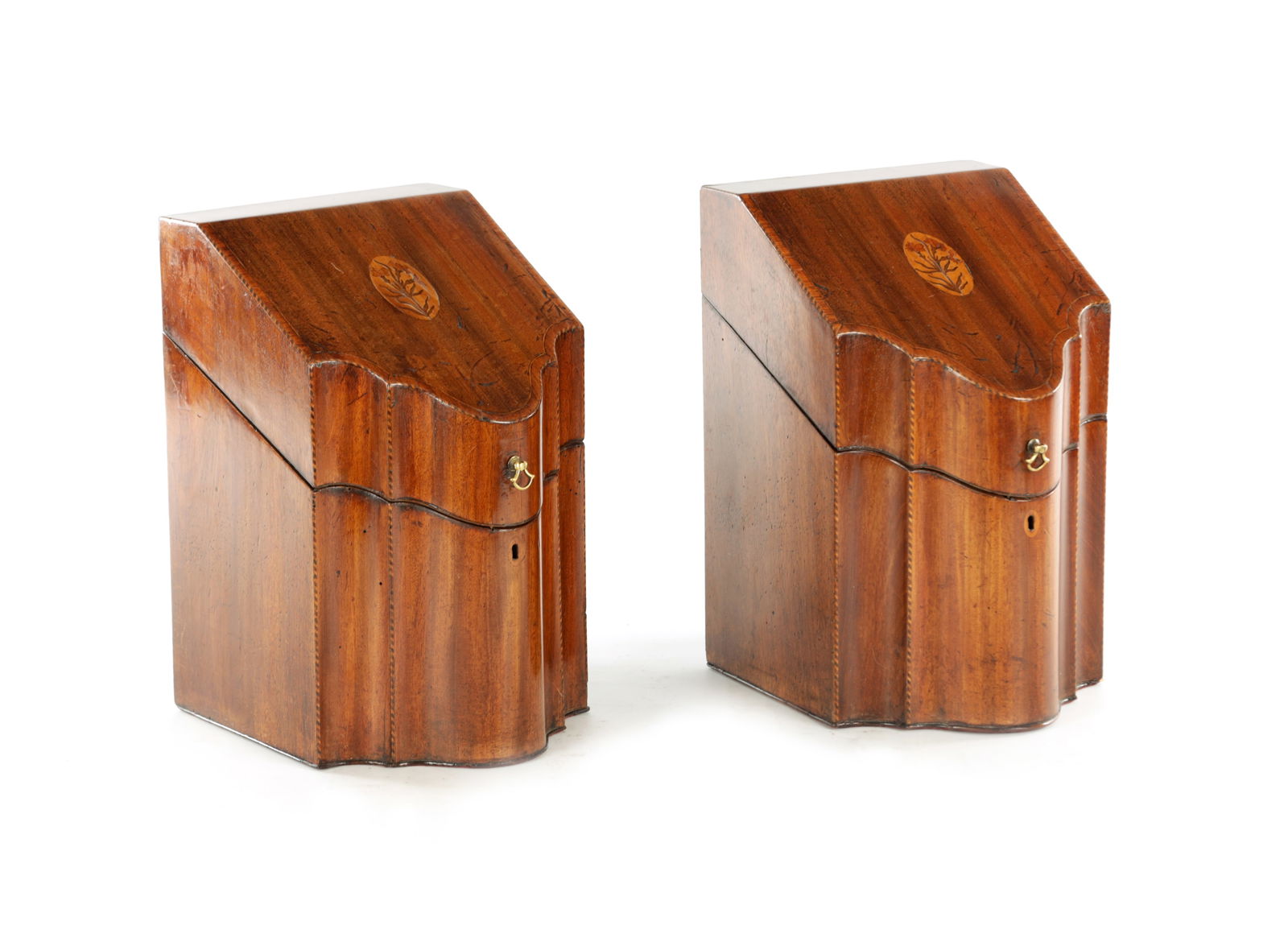 A PAIR OF 19TH CENTURY MAHOGANY INLAID KNIFE BOXES (1 of 19)