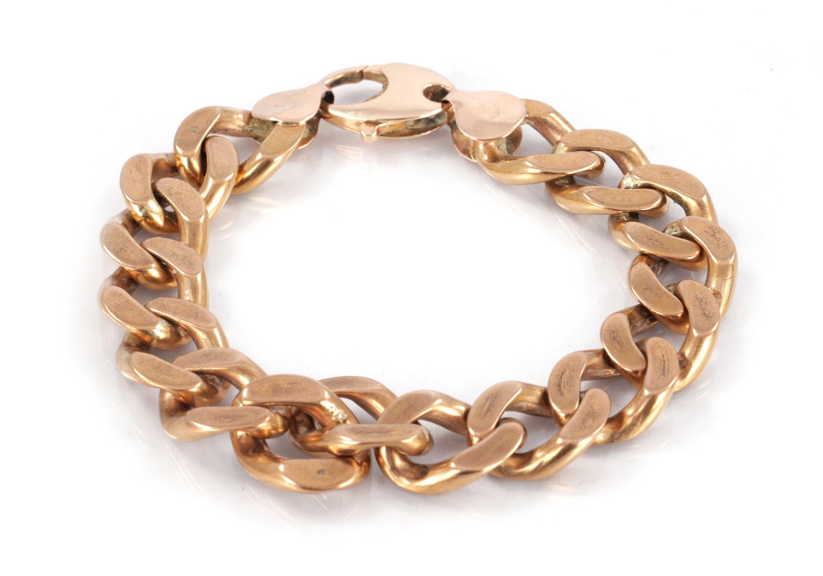 A HEAVY 9CT ROSE GOLD CURB CHAIN BRACELET (1 of 6)