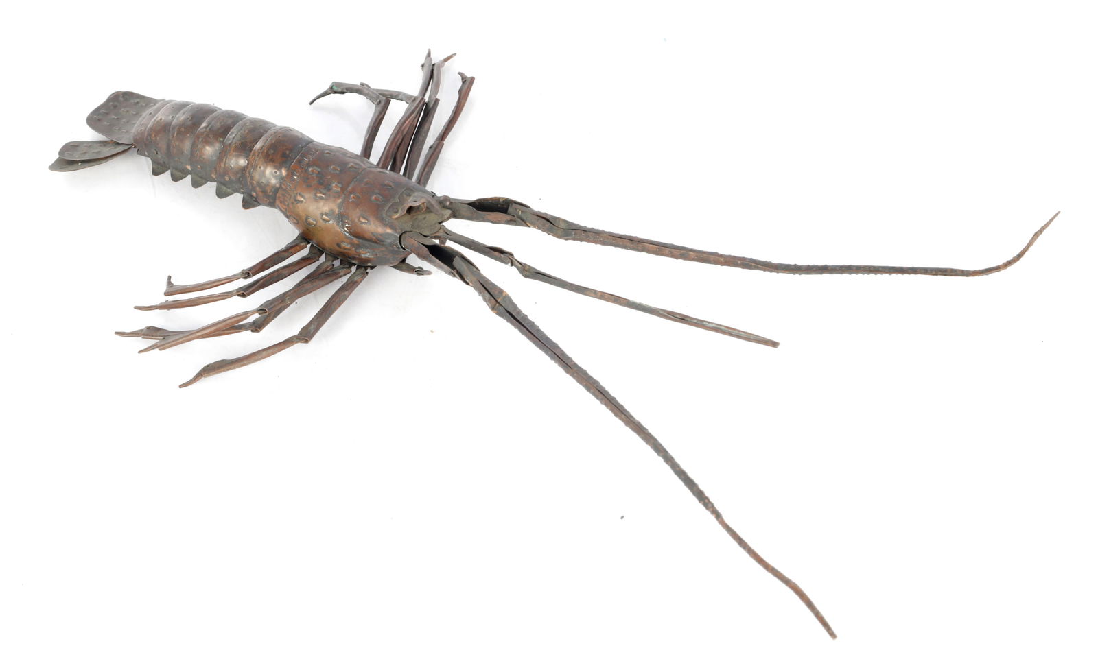 AN ARTICULATED JAPANESE COPPER MODEL OF A LOBSTER: AN ARTICULATED JAPANESE COPPER MODEL OF A LOBSTER (40cm overall)