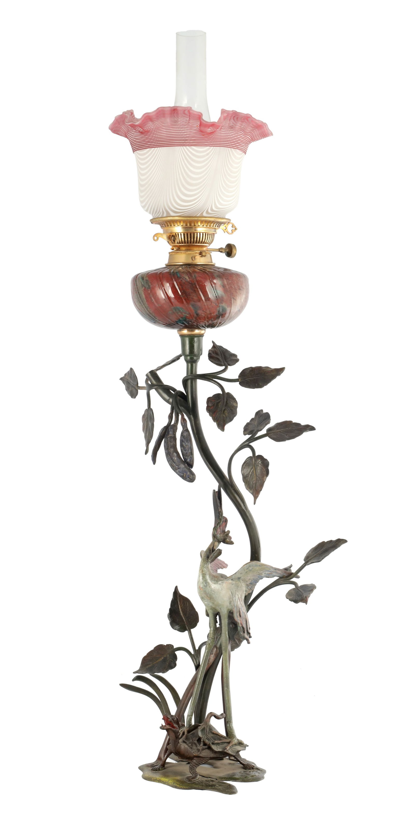 AN UNUSUAL COLD PAINTED BRONZE OIL LAMP (1 of 14)