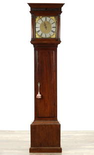 BADDELY, TONG AN 18TH CENTURY OAK 30 HOUR LONGCASE CLOCK: BADDELY, TONG AN 18TH CENTURY OAK 30 HOUR LONGCASE CLOCK with 11" dial having four season spandrels and silvered Roman chapter ring enclosing a matted centre fronting a 30hr weight driven movement wit