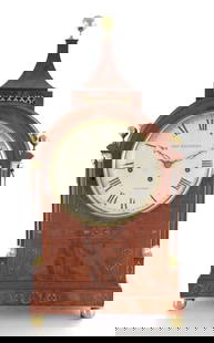 THOMAS SAUNDERS, LONDON. A GOOD GEORGE III THREE TRAIN INLAID MAHOGANY BRACKET CLOCK: THOMAS SAUNDERS, LONDON. A GOOD GEORGE III THREE TRAIN INLAID MAHOGANY BRACKET CLOCK the 8" painted convex dial with Roamn chapter ring and signed centre, fronting a substantial eight-day three train