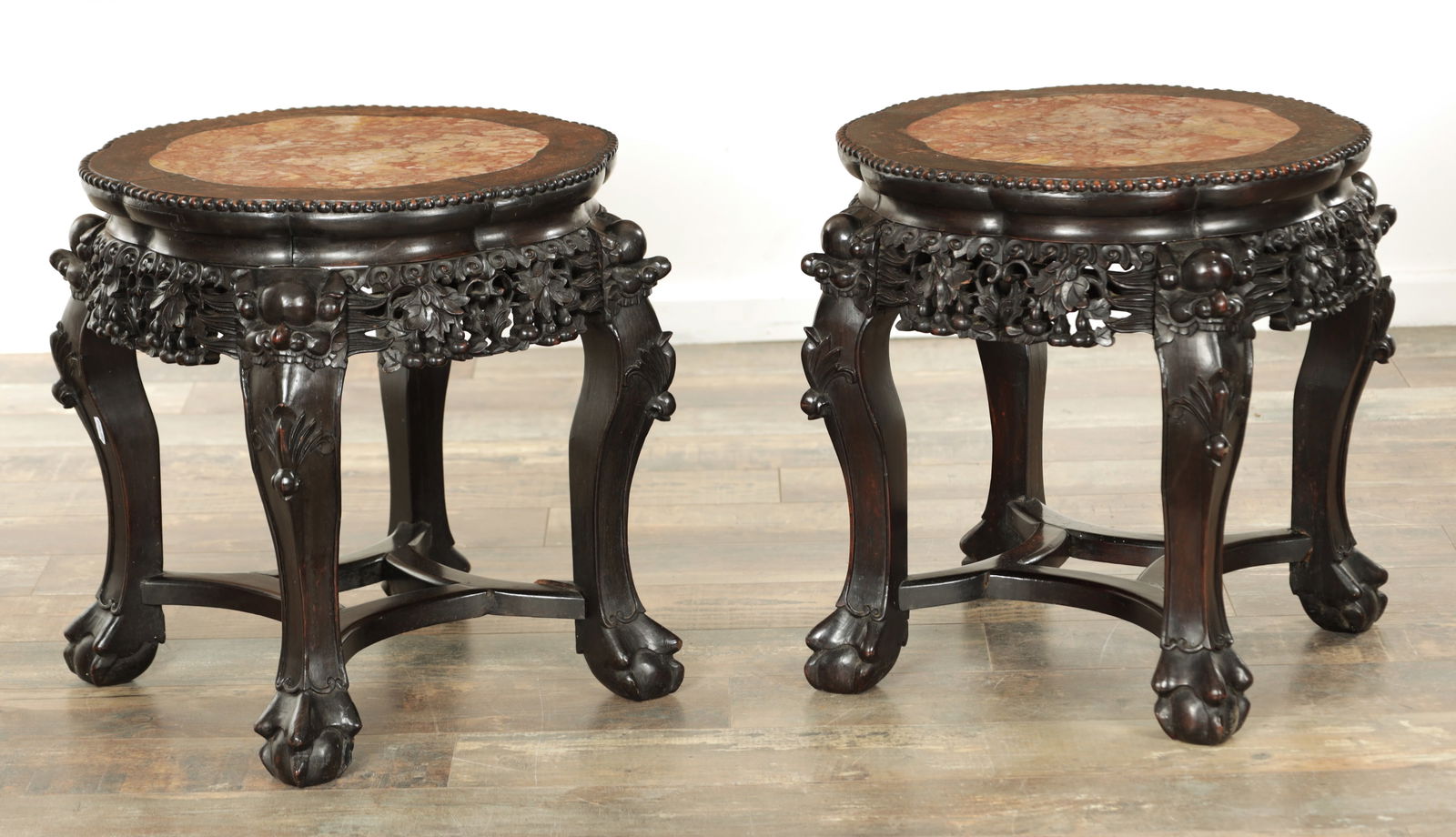 A PAIR OF 19TH CENTURY CHINESE HARDWOOD JARDINIERE STANDS (1 of 5)